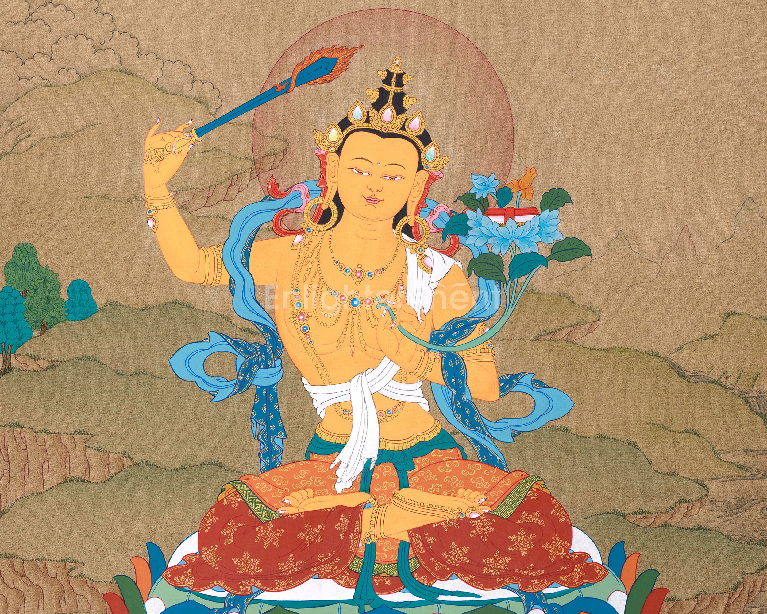 Manjushri Buddha | Handpainted Buddha Thangka Art