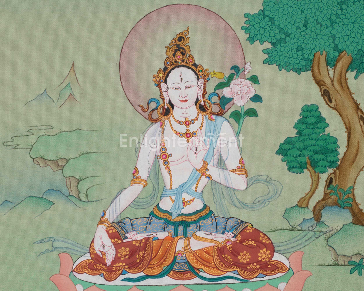 Sita Tara Healing Goddess Art | White Tara | Sacred Art of Compassion and Longevity