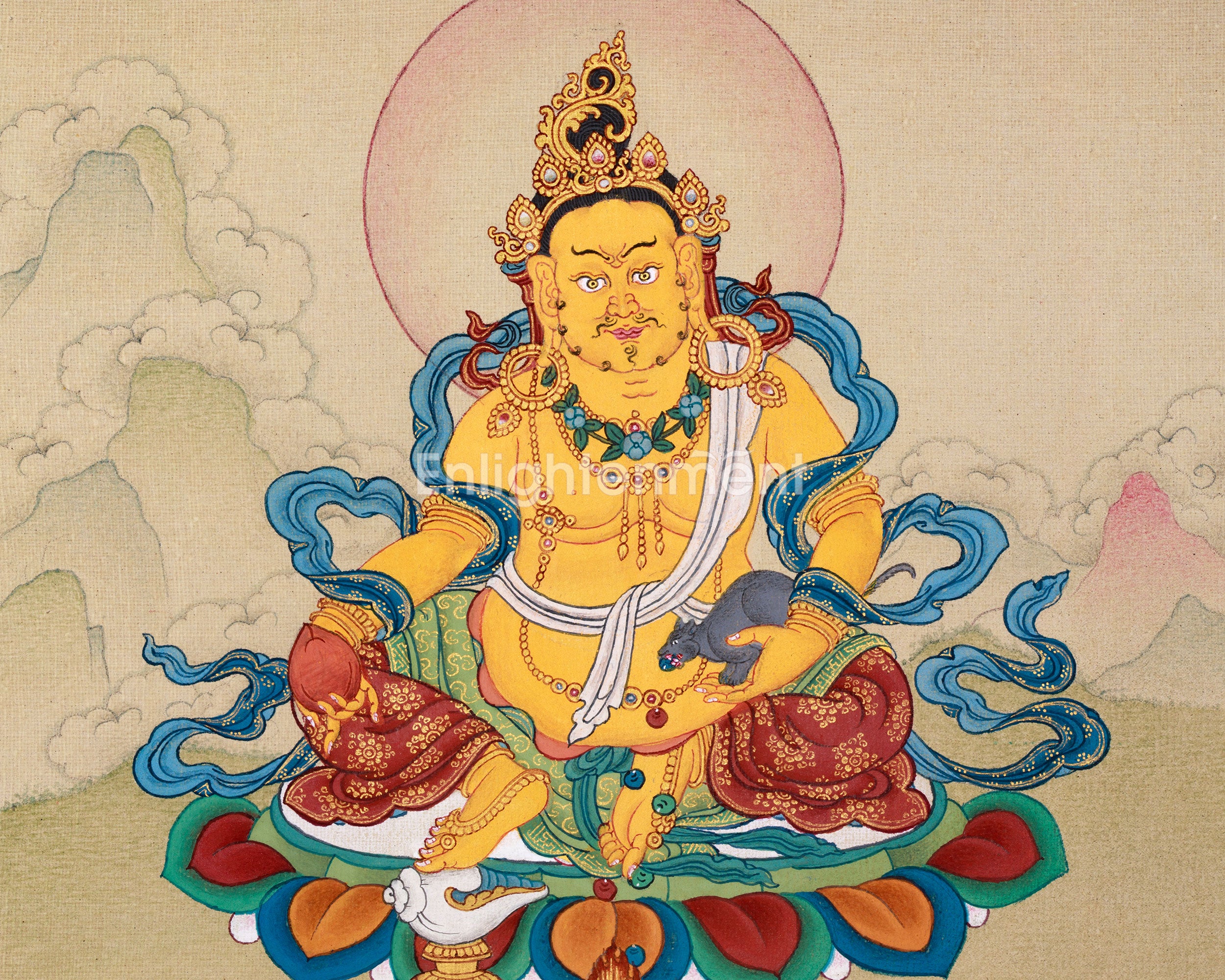 Radiant Jambala for Wealth, Thangka