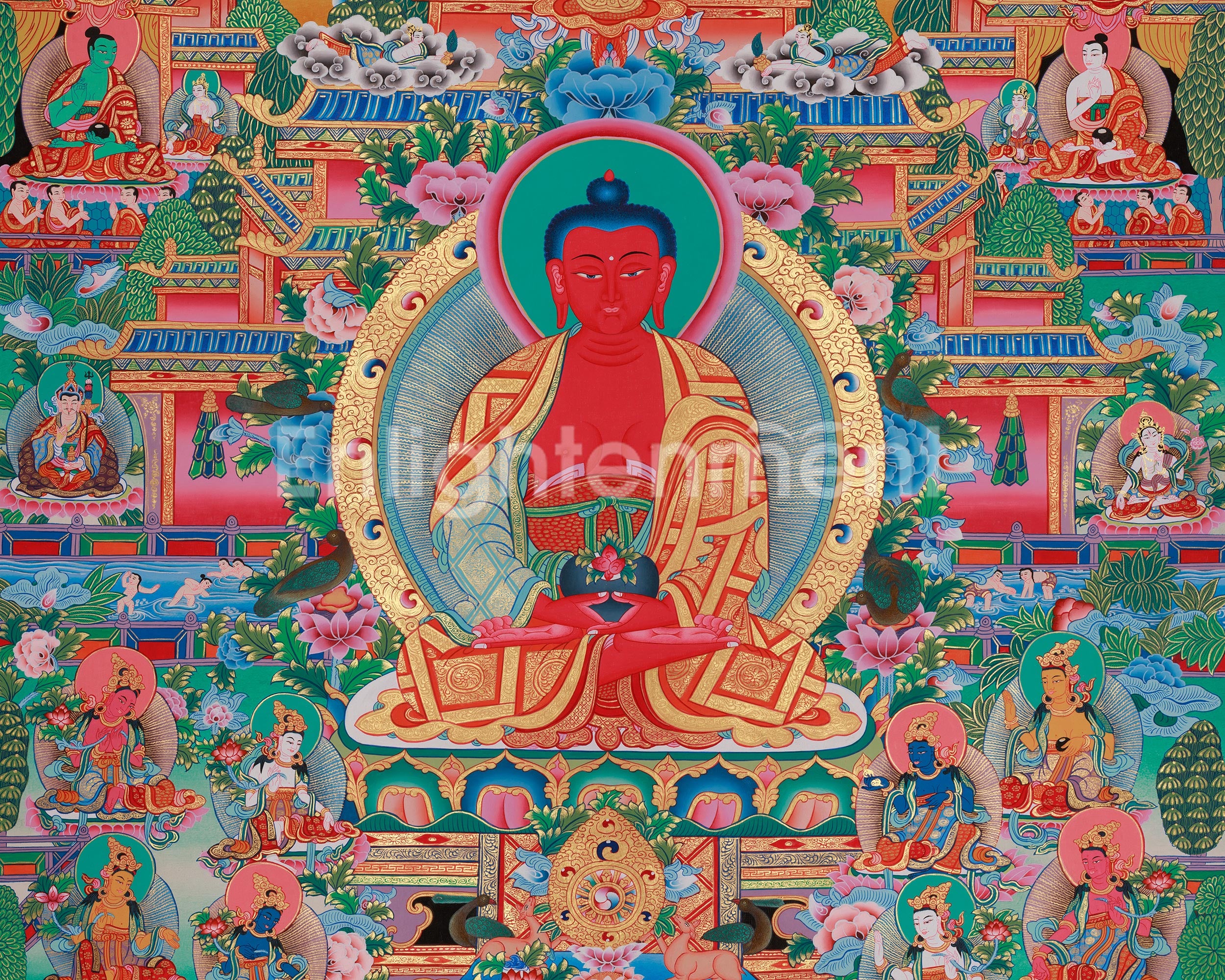 Traditional Amitabha Buddha Thangka | Pure Land Meditation and Spiritual Bliss