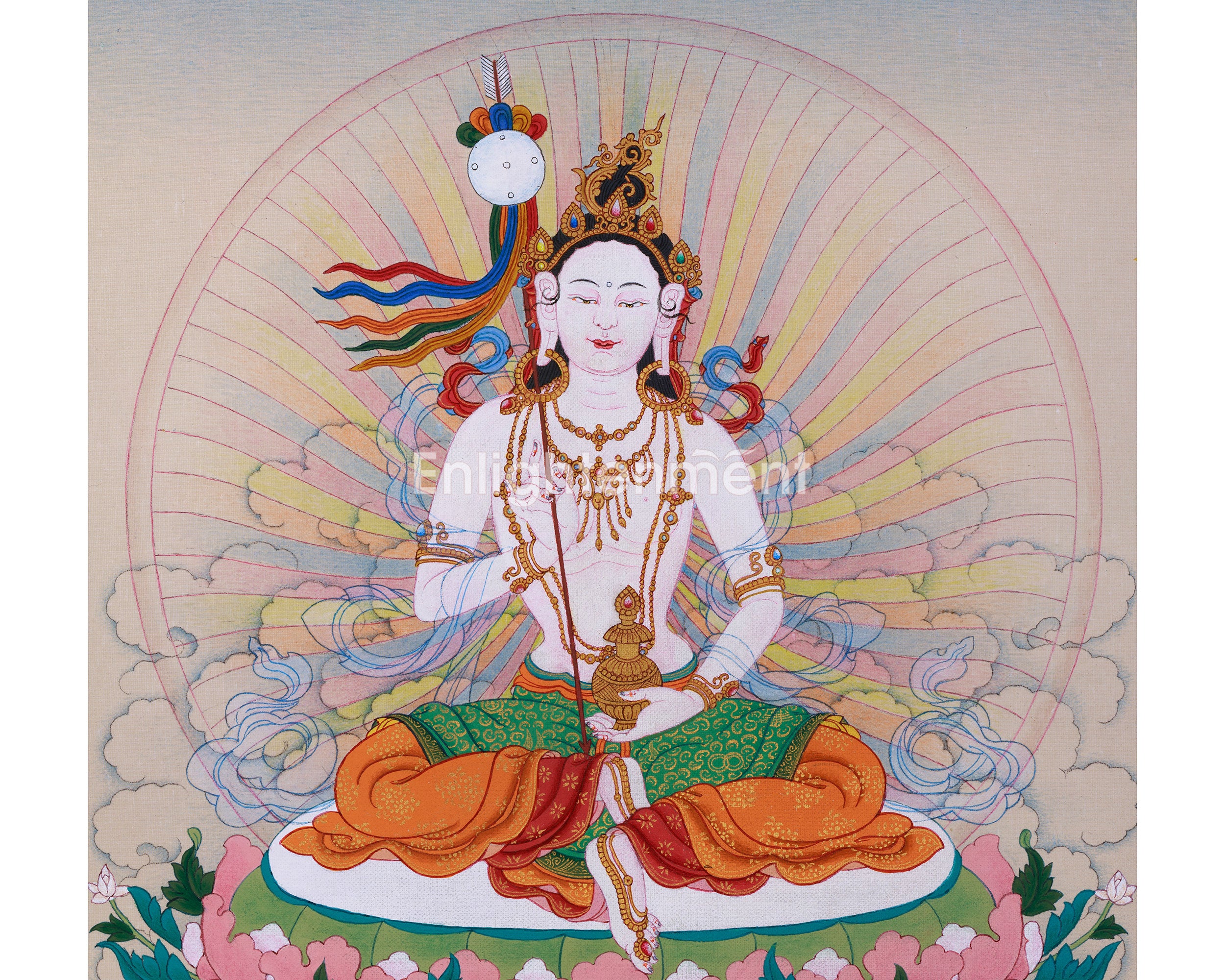 Radiant Grace: Mandarava Thangka, Embracing Divine Feminine Wisdom