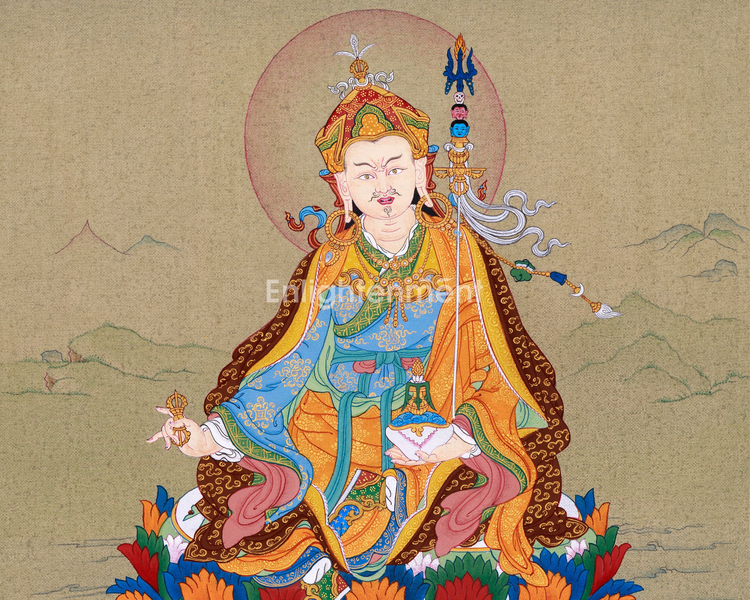 The Lotus-Born Master | Guru Padmasambhava Thangka | Tibetan Artwork