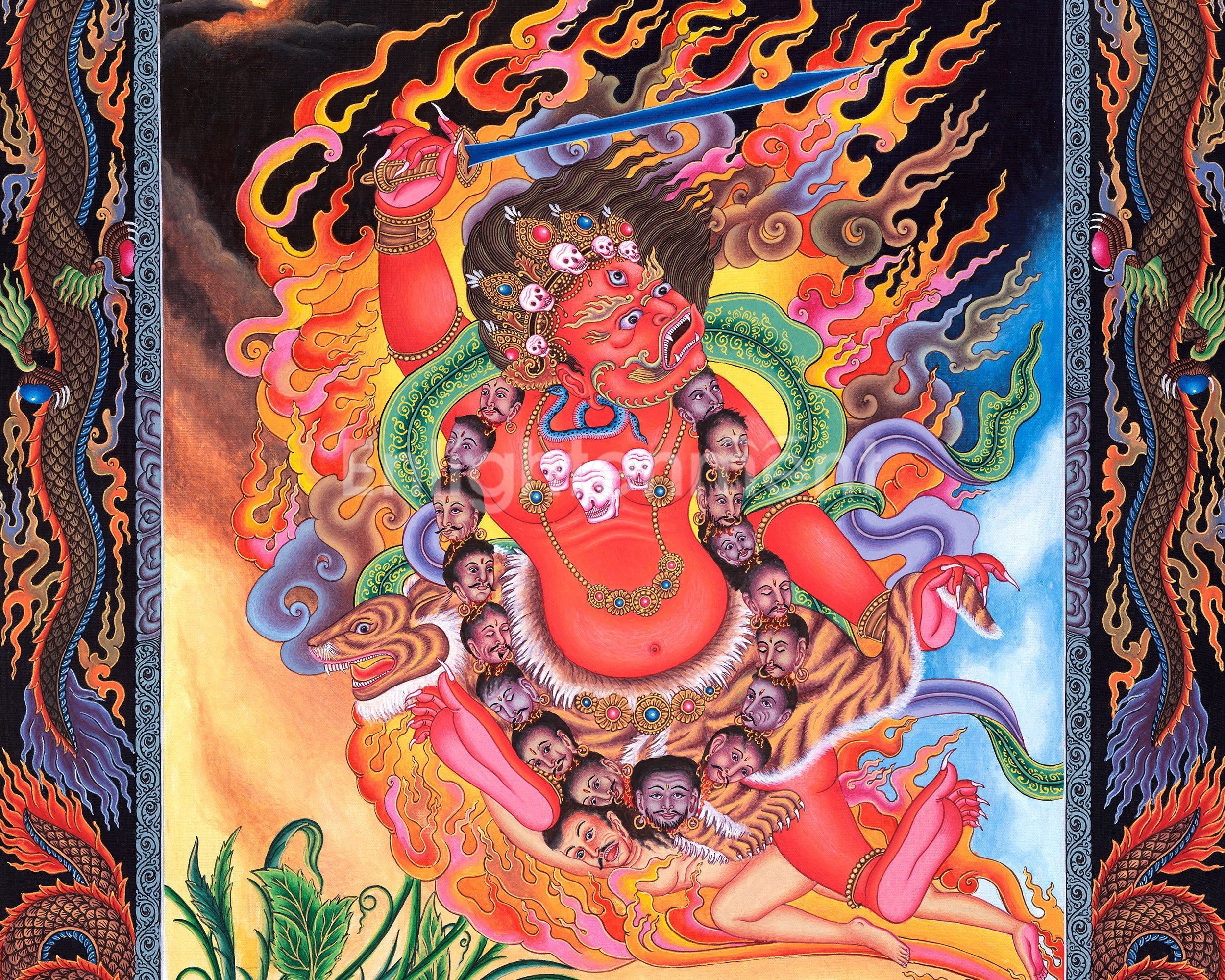 Red Bhairava Mahakala Thangka | Protector Deity of Fierce Compassion
