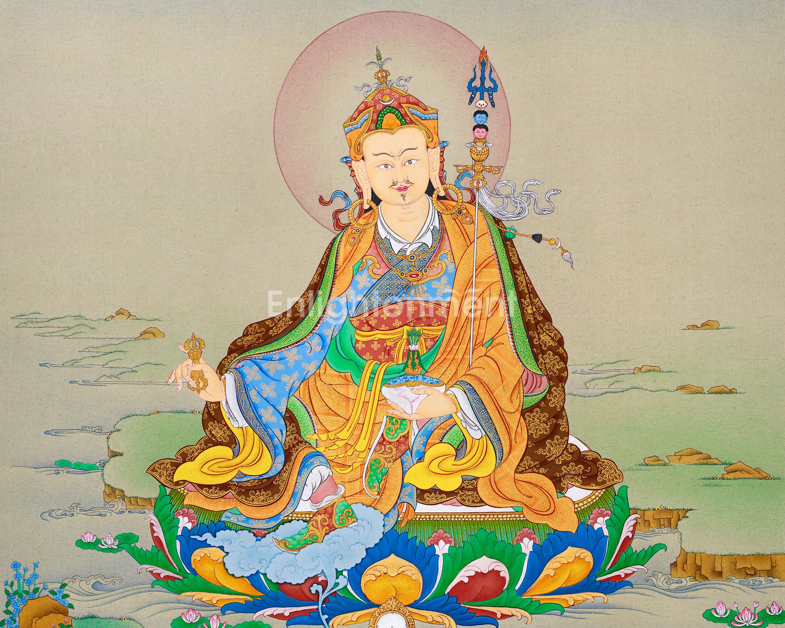 An Exclusive Padmasambhava Thangka| Lhasa's Stone Pigments