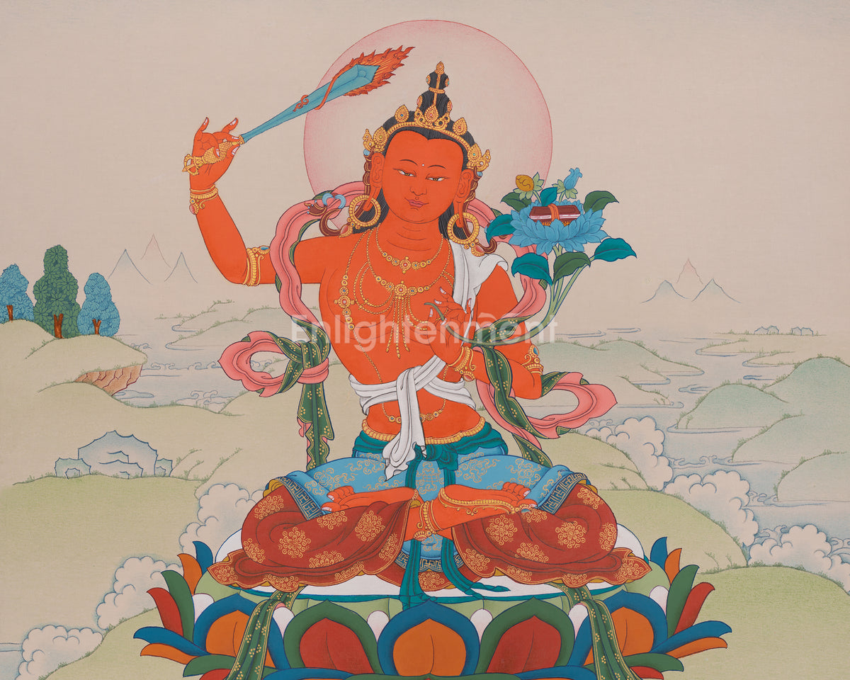 Sacred Manjushri Thangka | Bodhisattva of Transcendent Wisdom