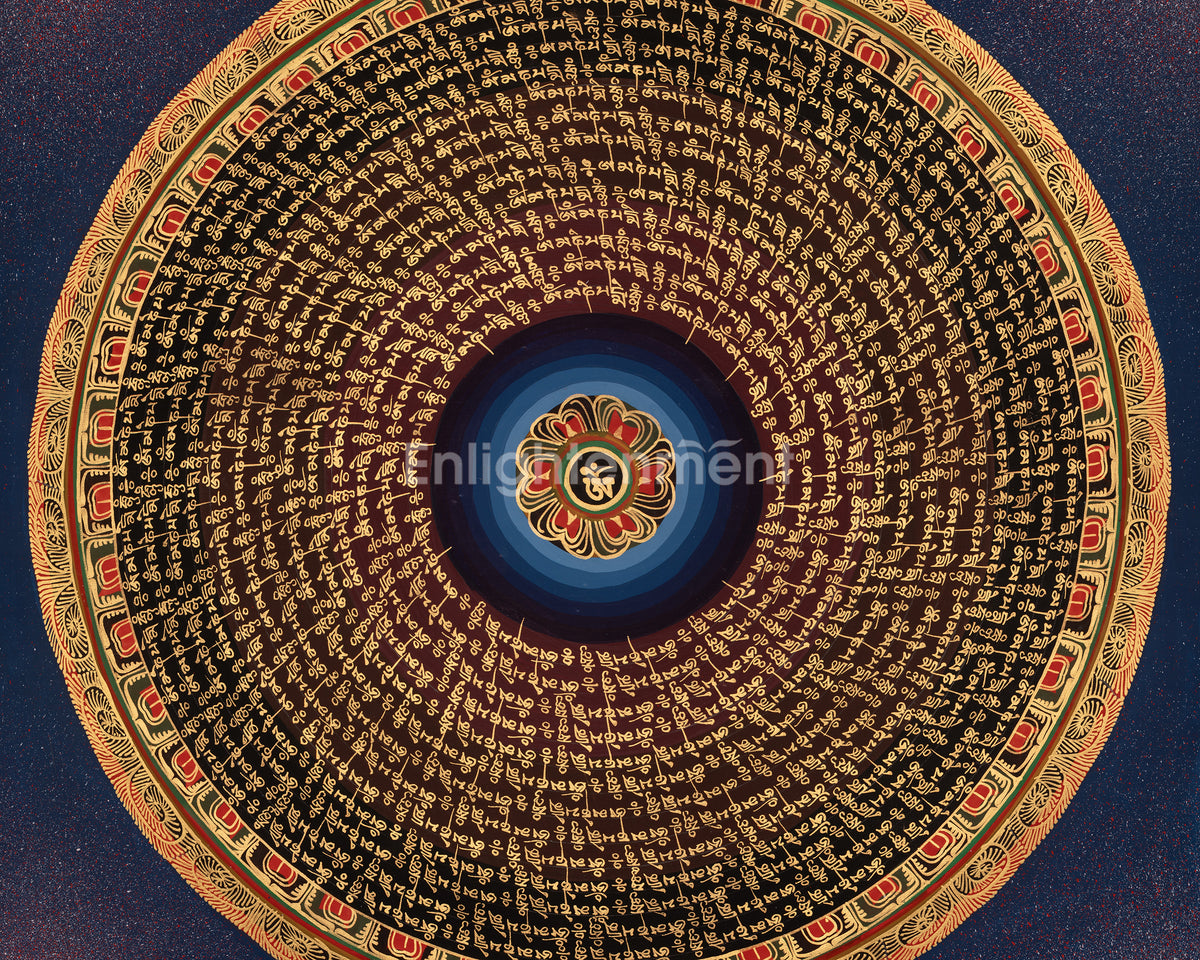 Mantra Mandala Sacred Thangka | Tibetan Artwork | Representing Enlightened Universe