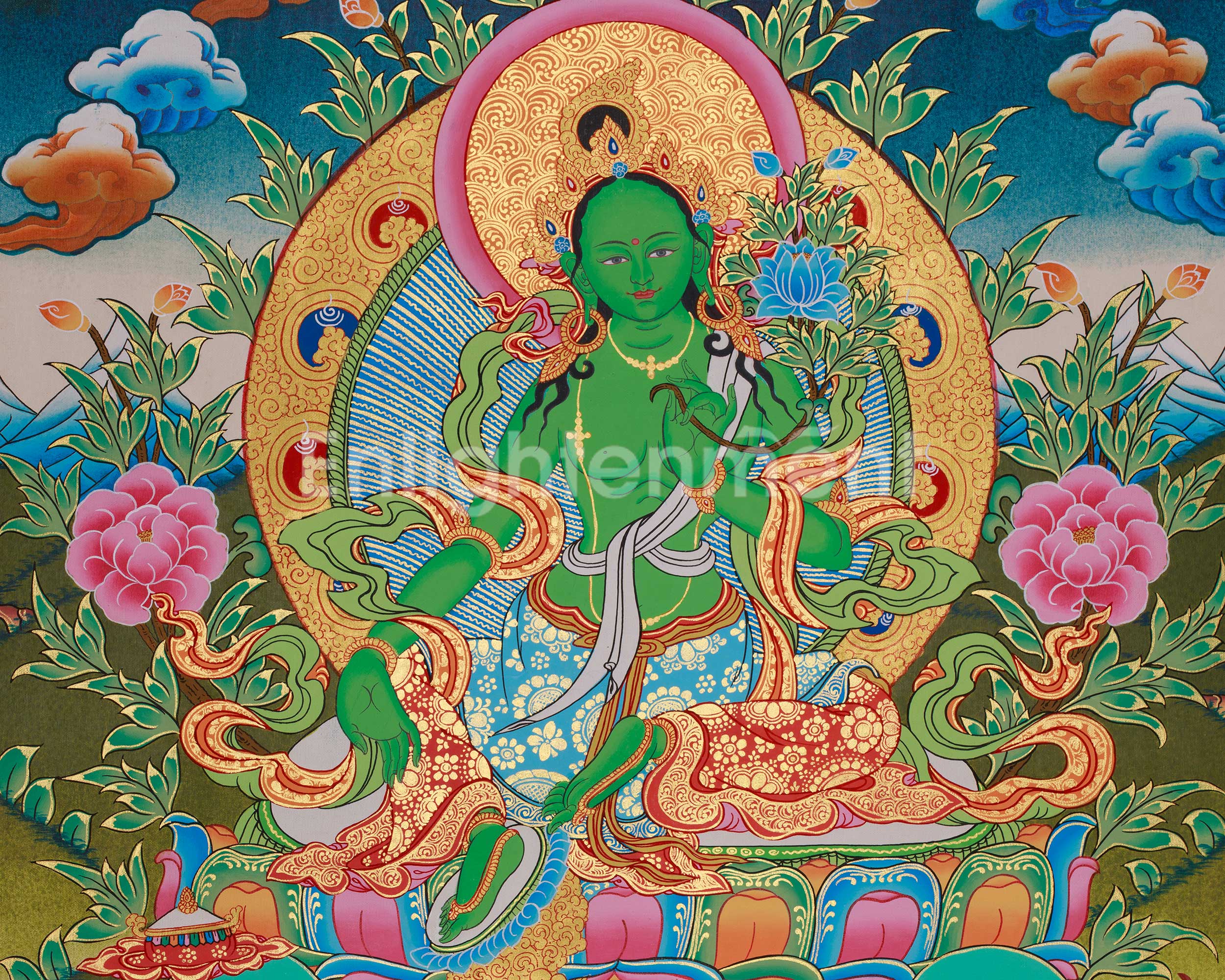 Tibetan Green Tara Art | Shyama Tara | Meditation Altar