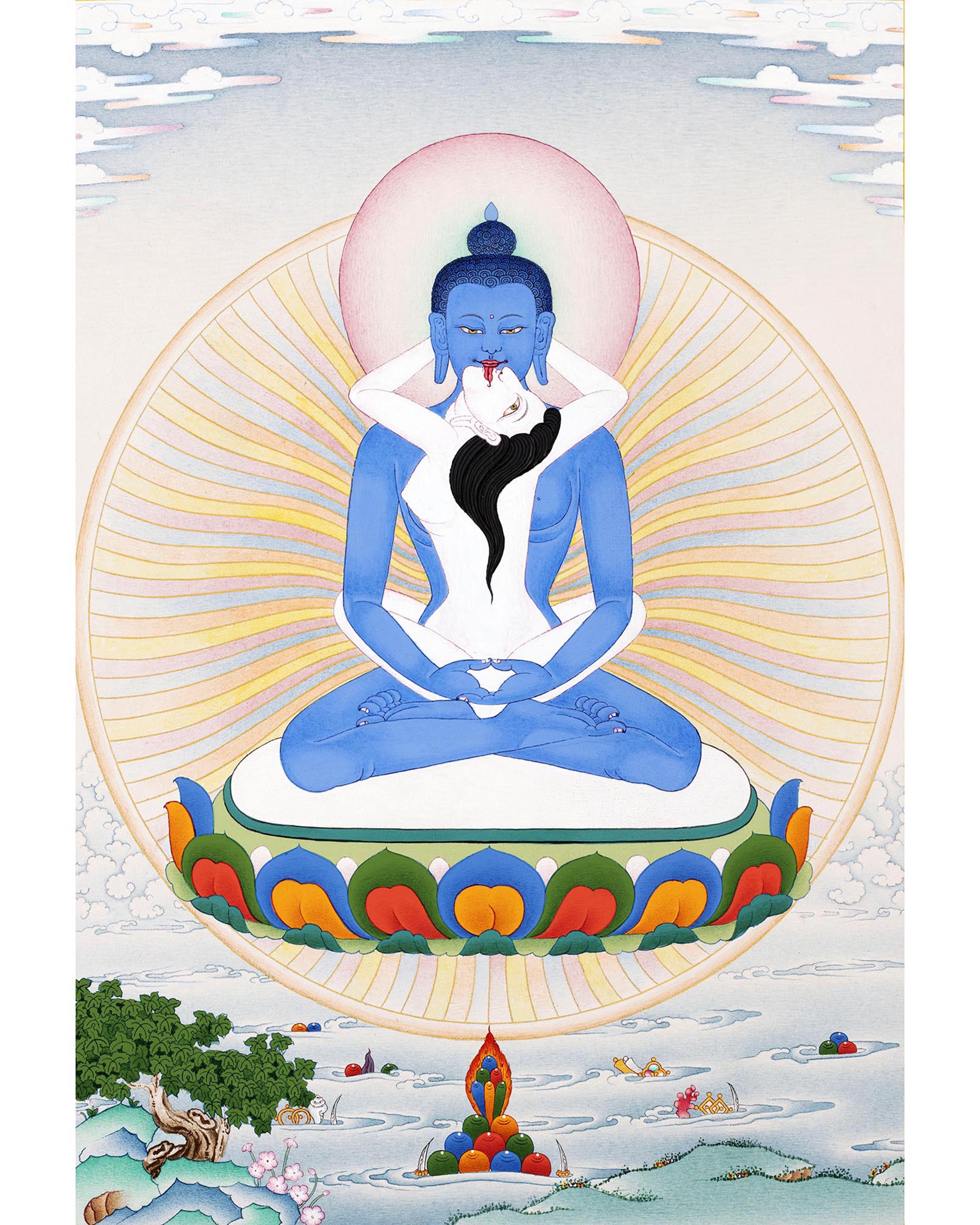 Samantabhadra with Consort | Traditionally Hand Painted Buddhist Thangka