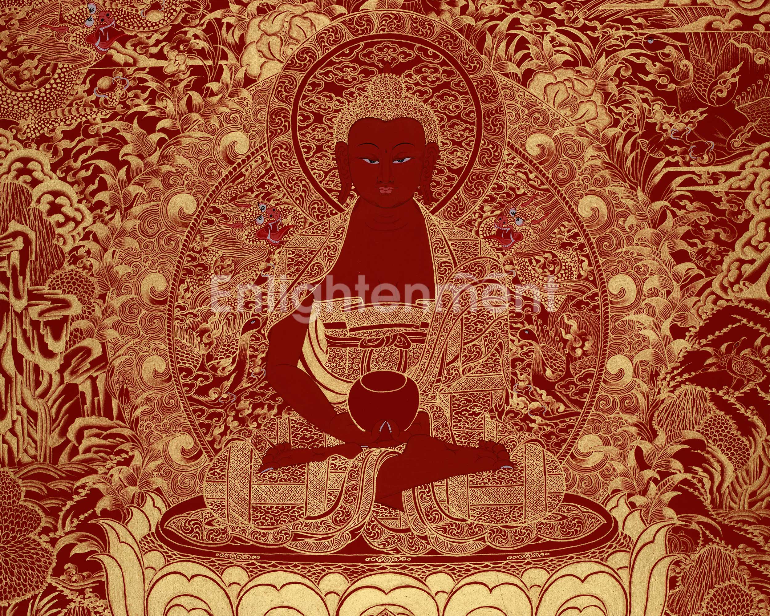 Red Amida Buddha Thangka | Lord of the Western Pure Land and Infinite Light