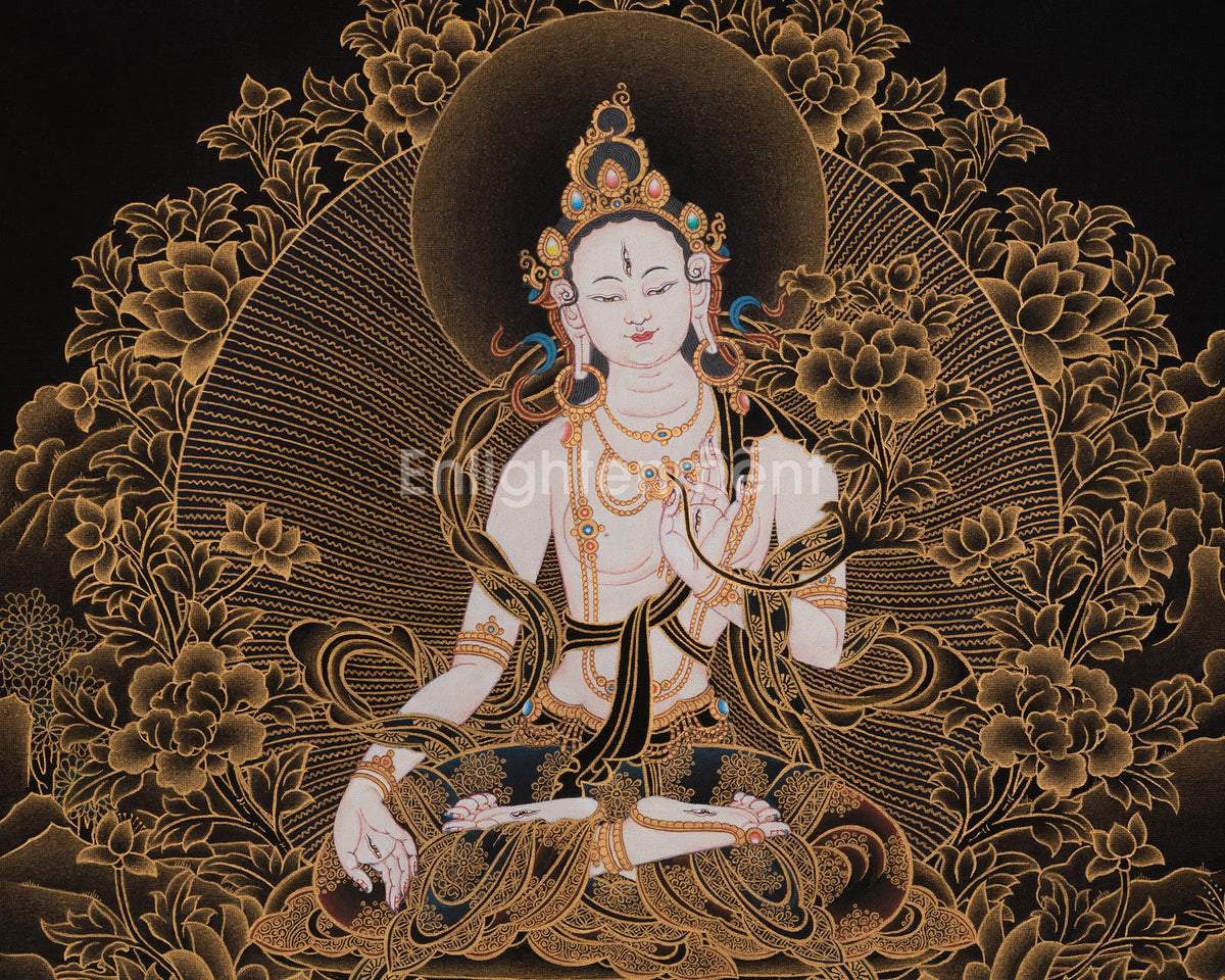 Healing Deity Sita Tara Thangka | White Tara Art | Enlightened Female Buddha