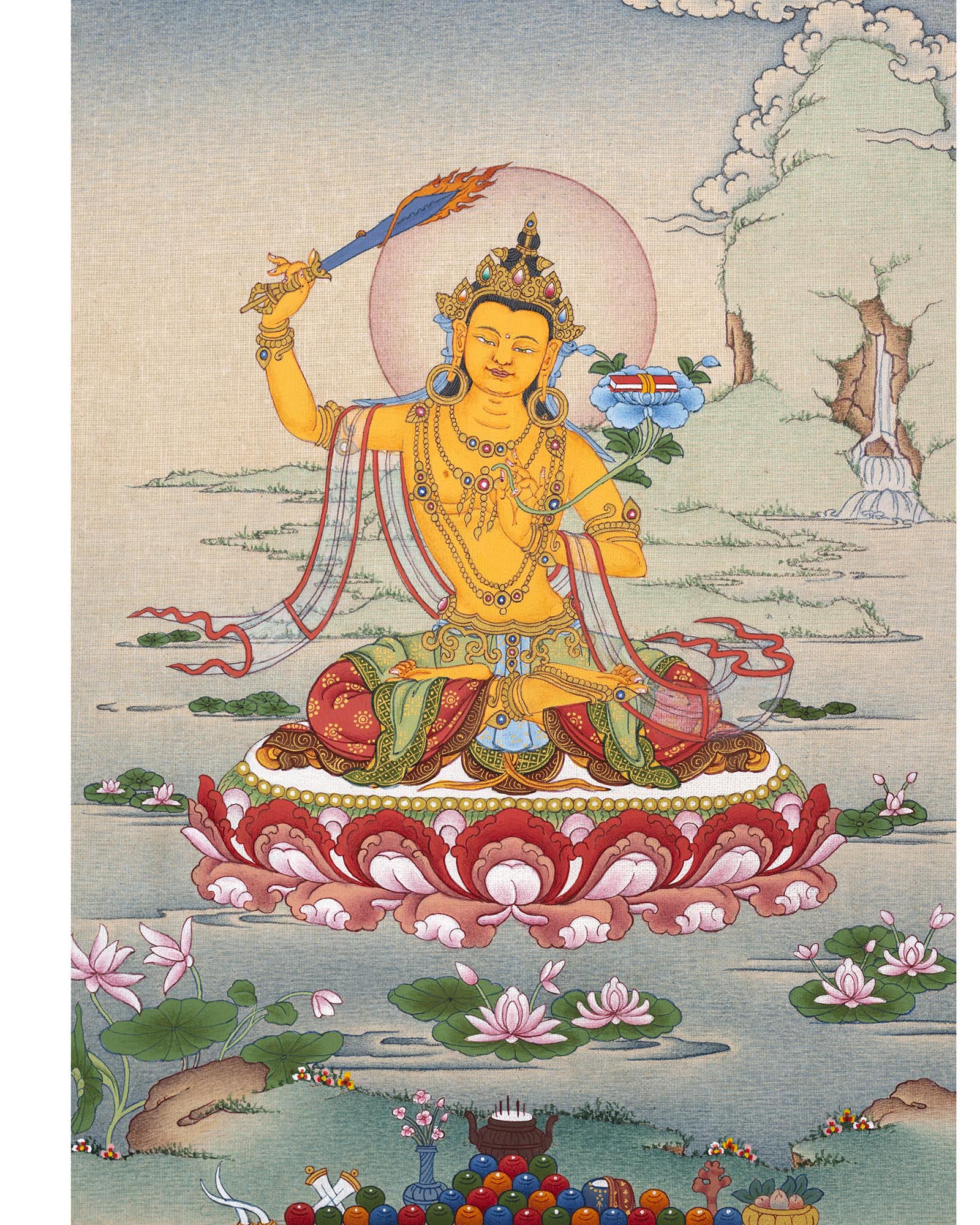 Manjushri Bodhisattva Painting | Traditional Thangka