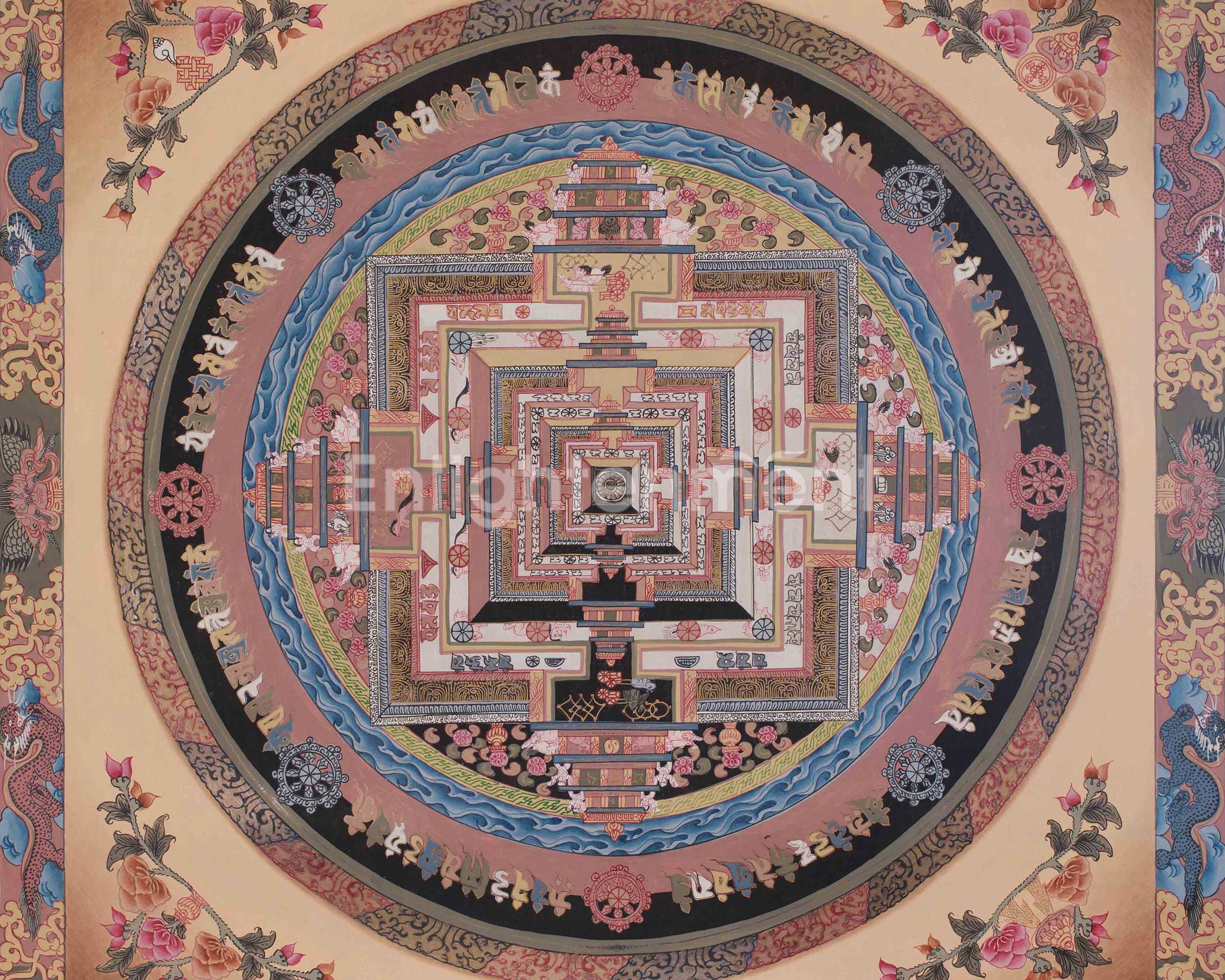 Tibetan Kalachakra Mandala Artwork | Symbol Of Time, Enlightenment, and Cosmic Balance | Meditation Altar