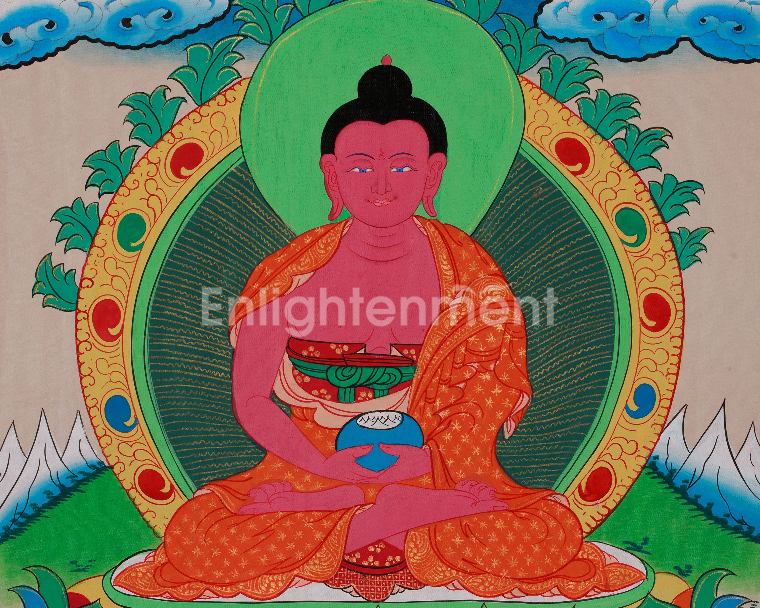 Amitabha, Red Buddha Thangka | Infinite Light and Compassion