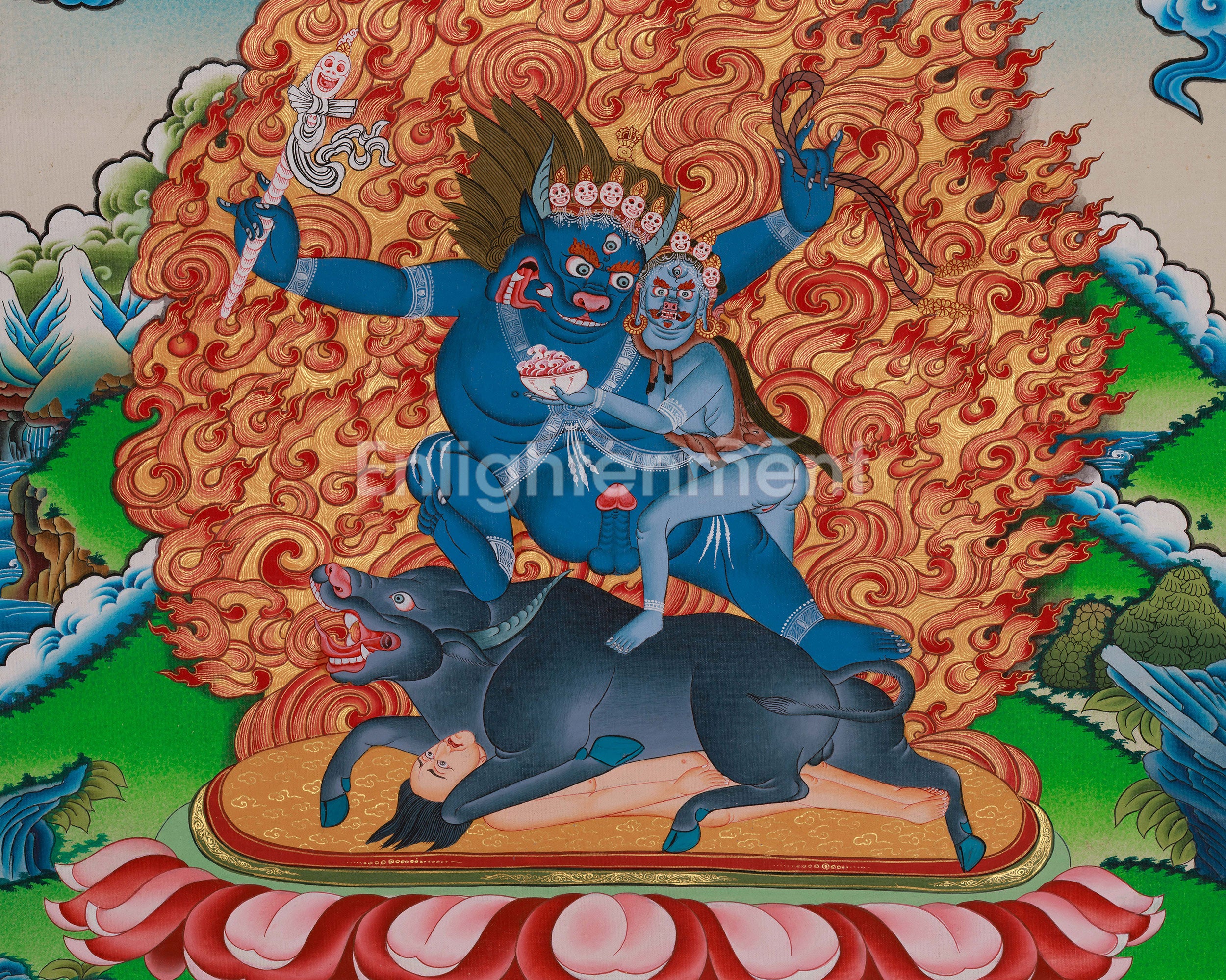 Yama Dharmaraja Thangka | Tibetan Buddhist Wrathful Deity Art