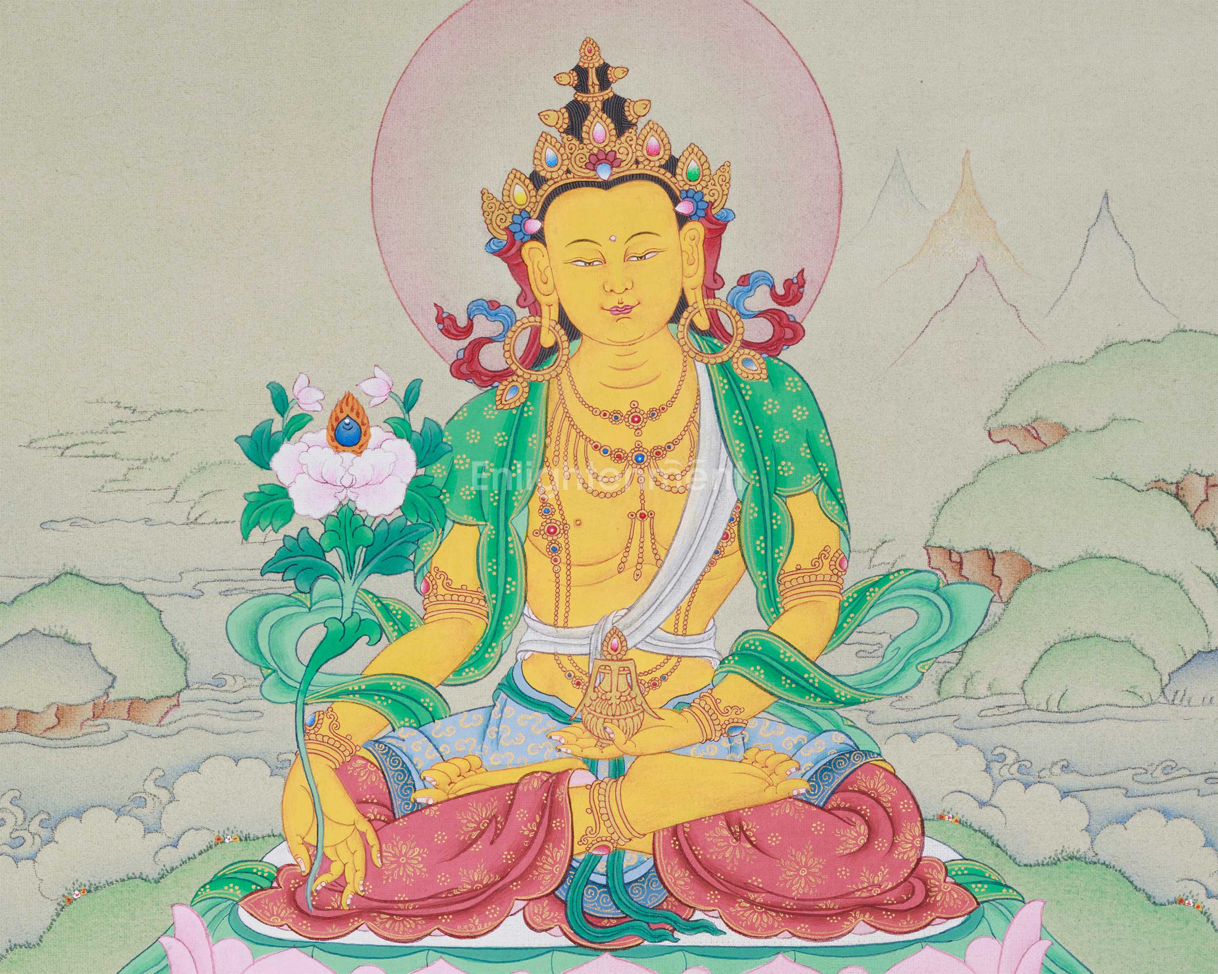 Small Ksitigarbha Thangka | Earth Treasury Bodhisattva | Protector & Liberator