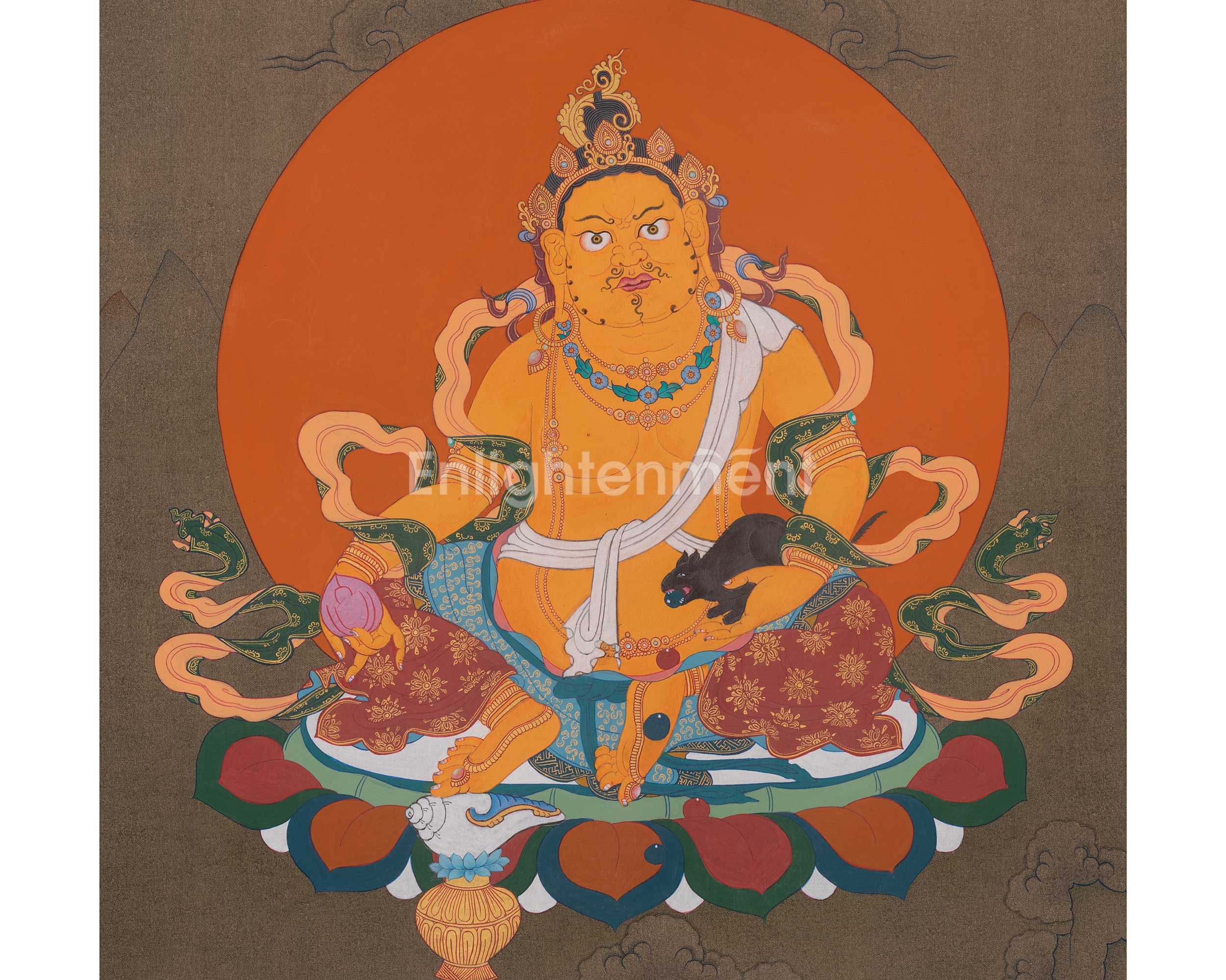 Dzambhala Sacred Art | Wealth Deity | Himalayan Prosperity Artwork