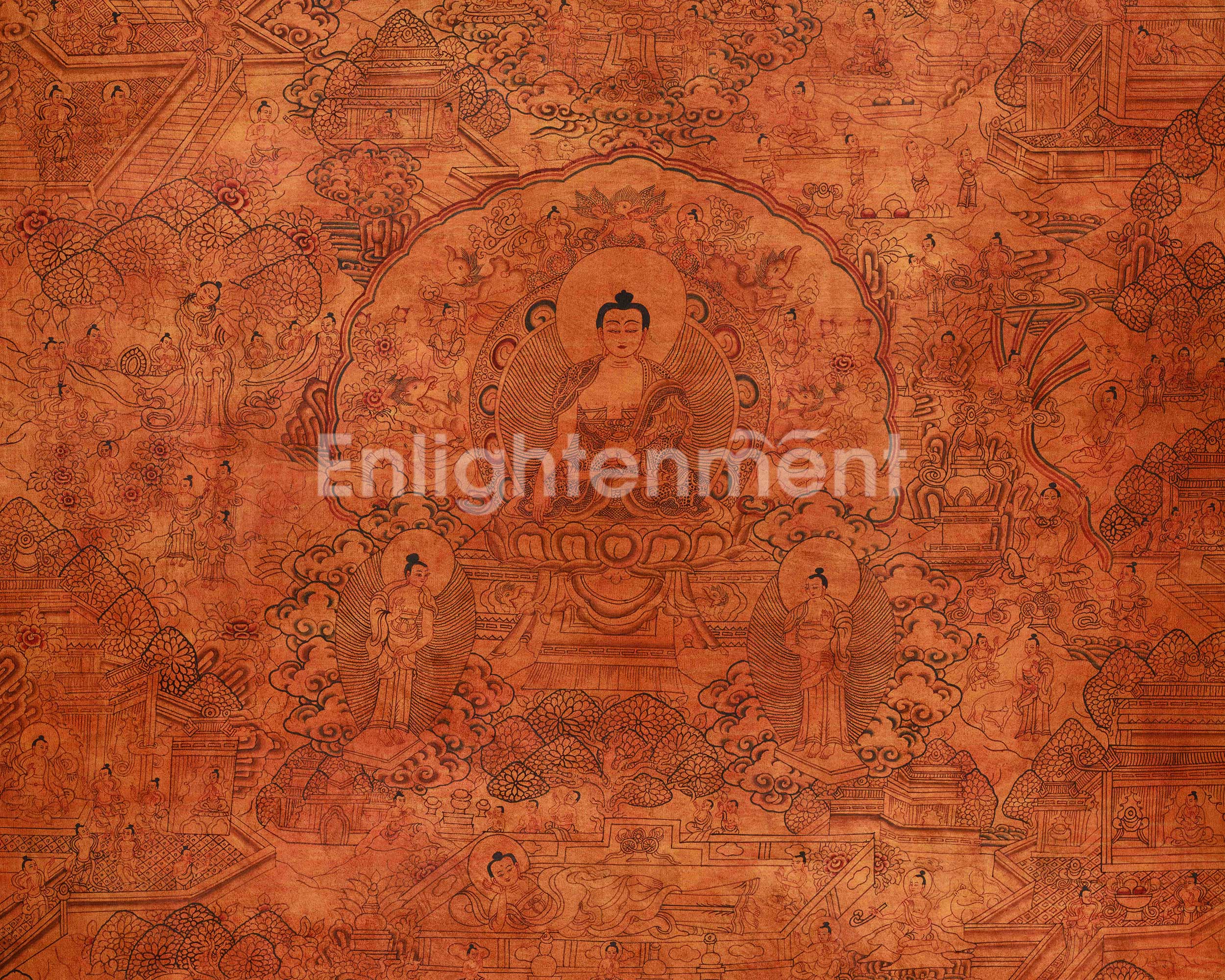 Sacred Thangka Of Buddha Life Story | Spiritual Journey of Enlightenment | Traditional Himalayan Art