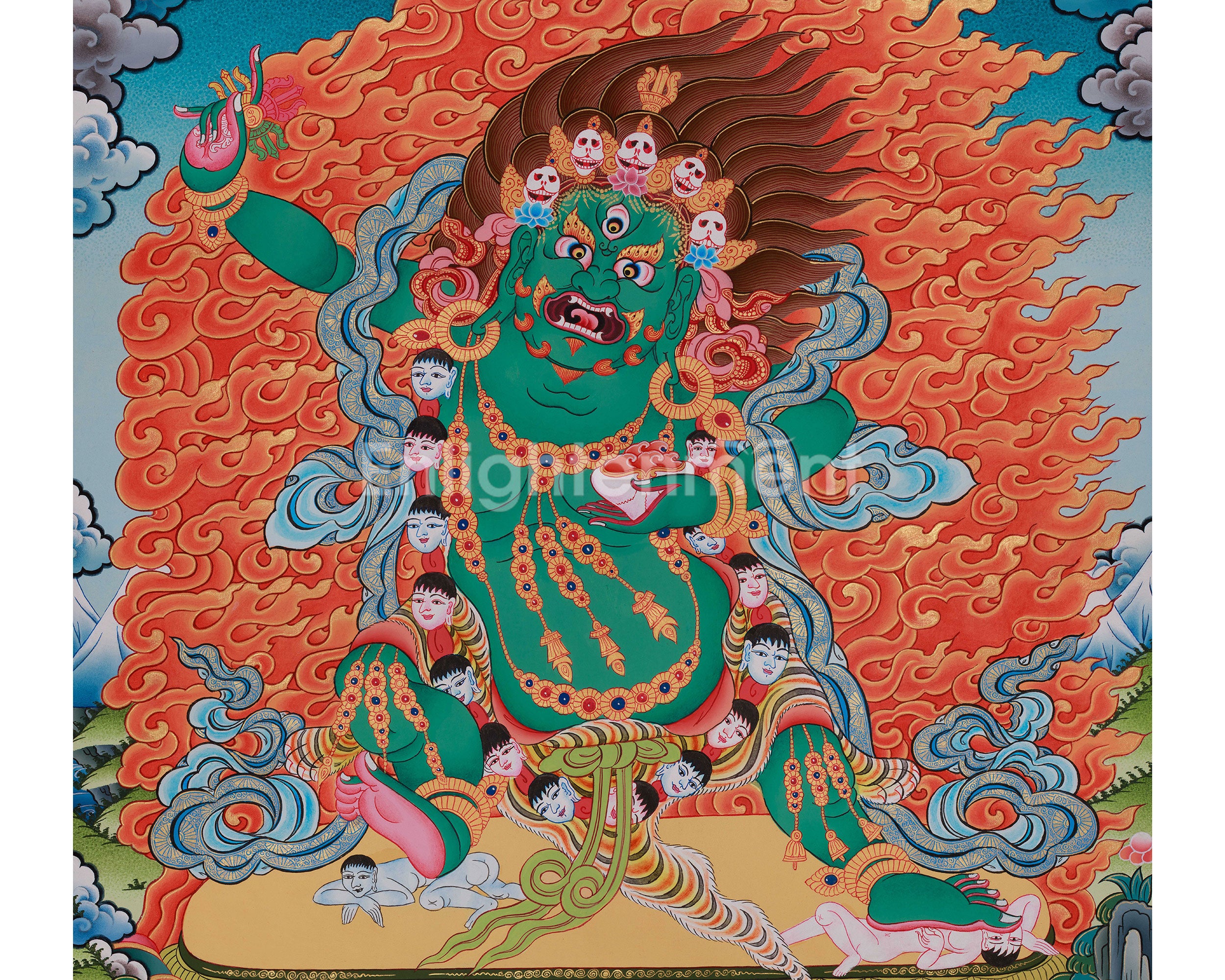 Green Hayagriva Thangka | Buddhist Protector Deity Art