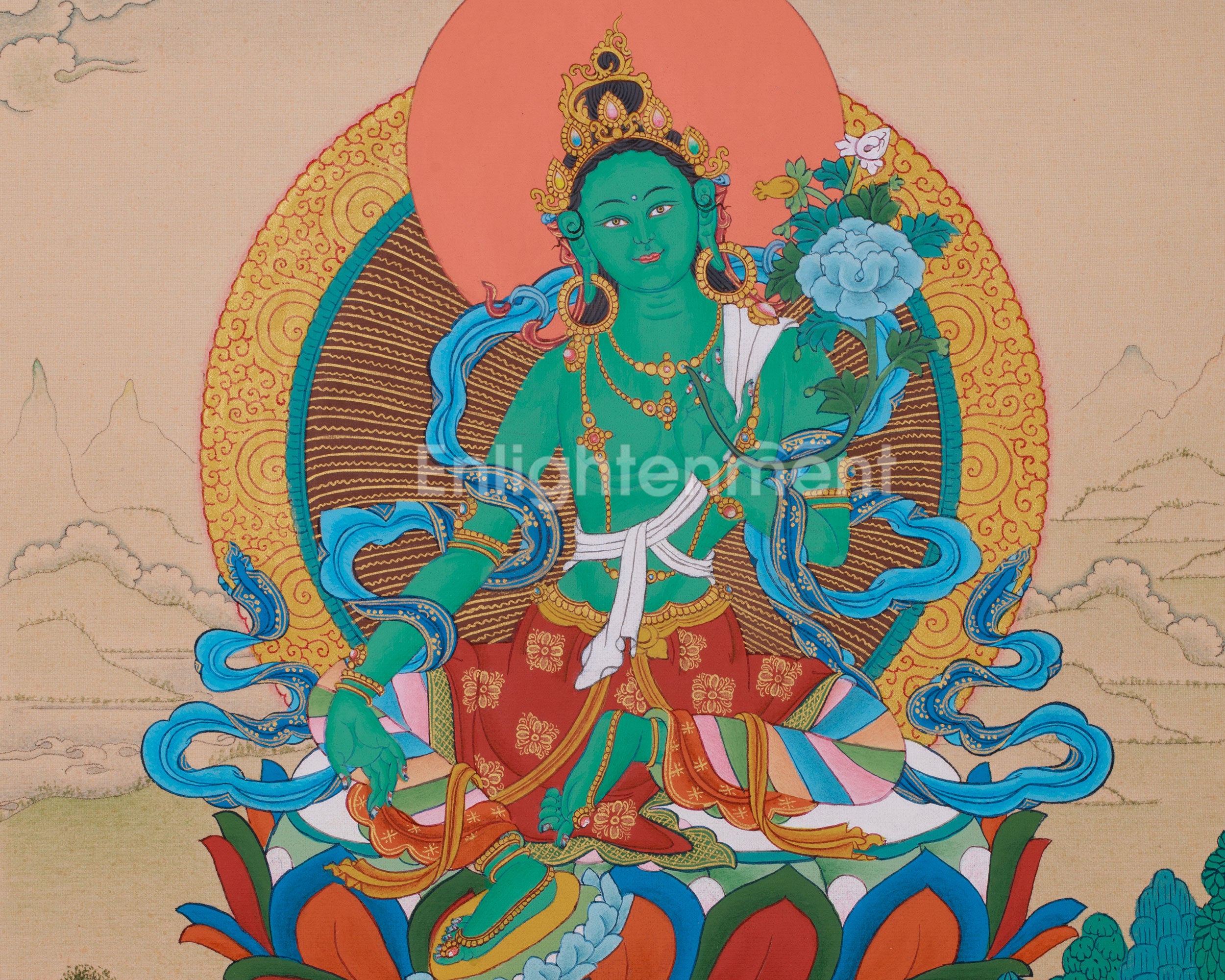 Tibetan Buddhist Deity, Green Tara | Female Bodhisattva of Compassion