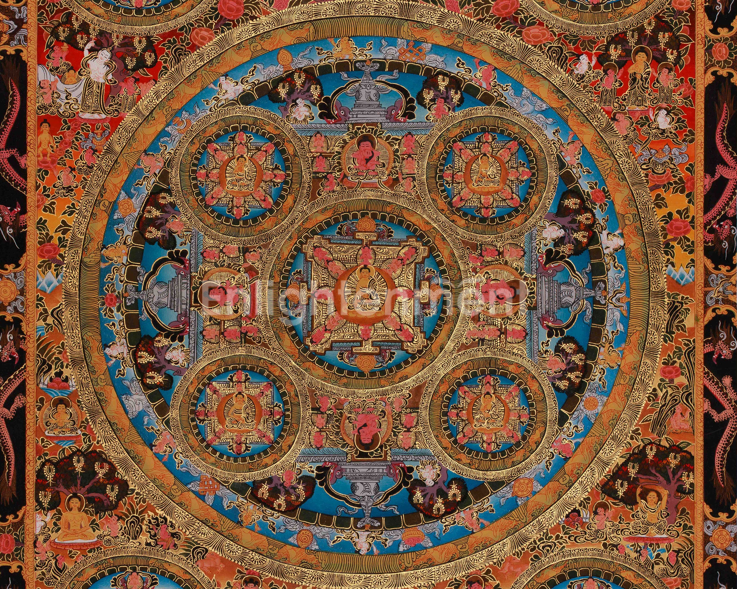Divine Buddha Mandala Artwork | A Radiant Mandala Reflecting Wisdom, Compassion, and Peace | Meditation Altar