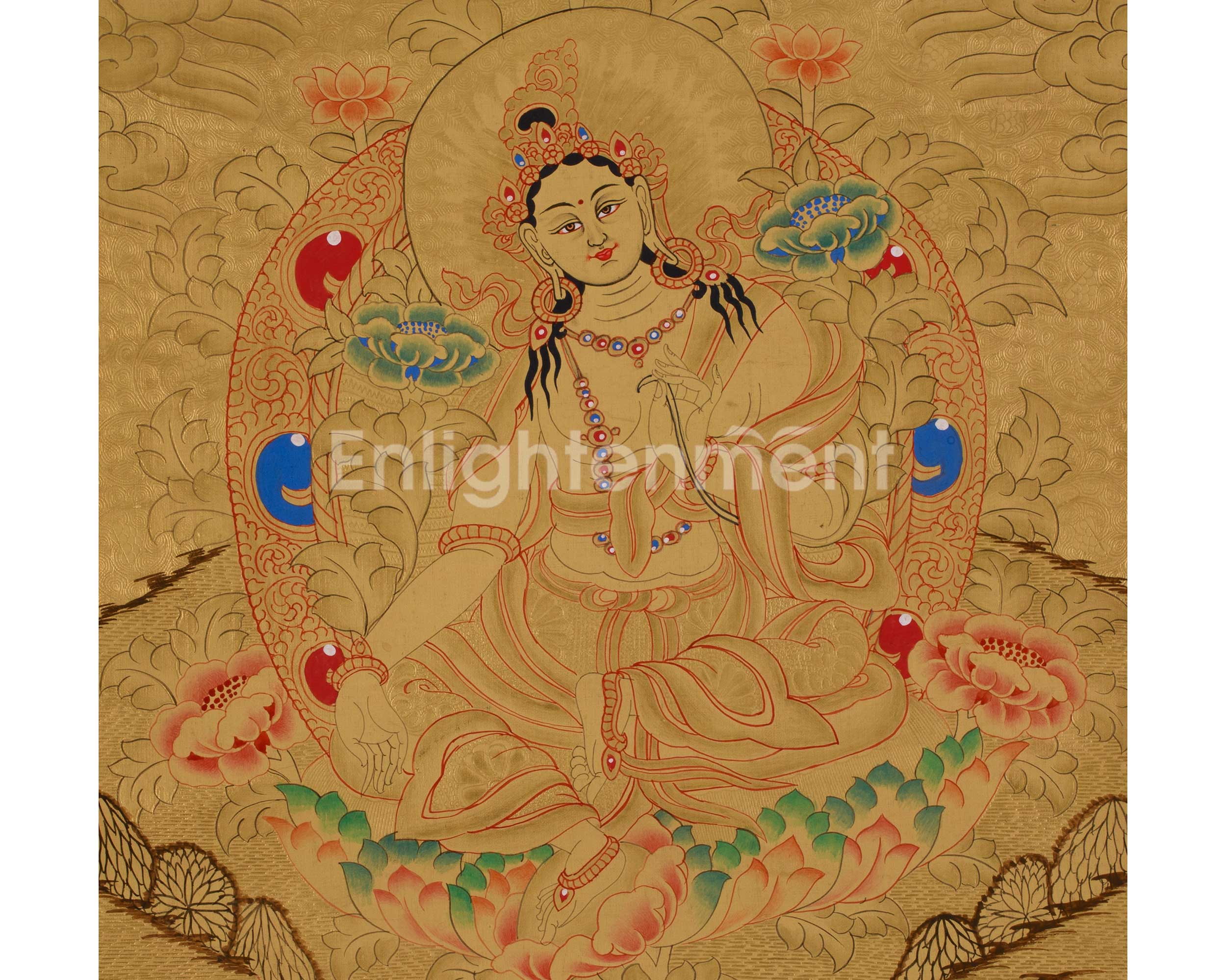 Buddhist Deity Green Tara Thangka | The Goddess of Compassion and Protection
