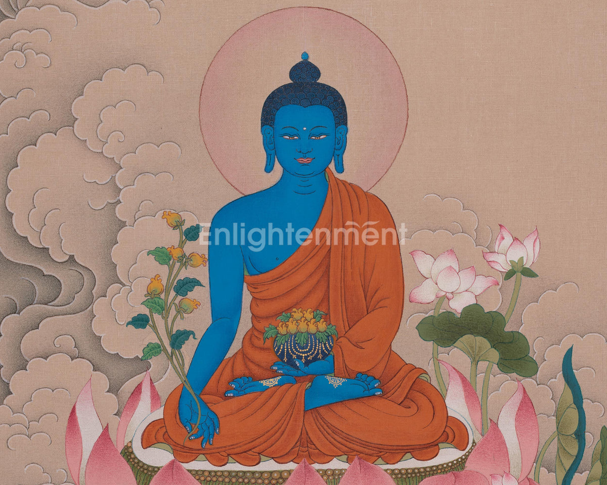 Medicine Buddha Traditional Art | Bhaisajyaguru Thangka | Tibetan Buddhism Artwork
