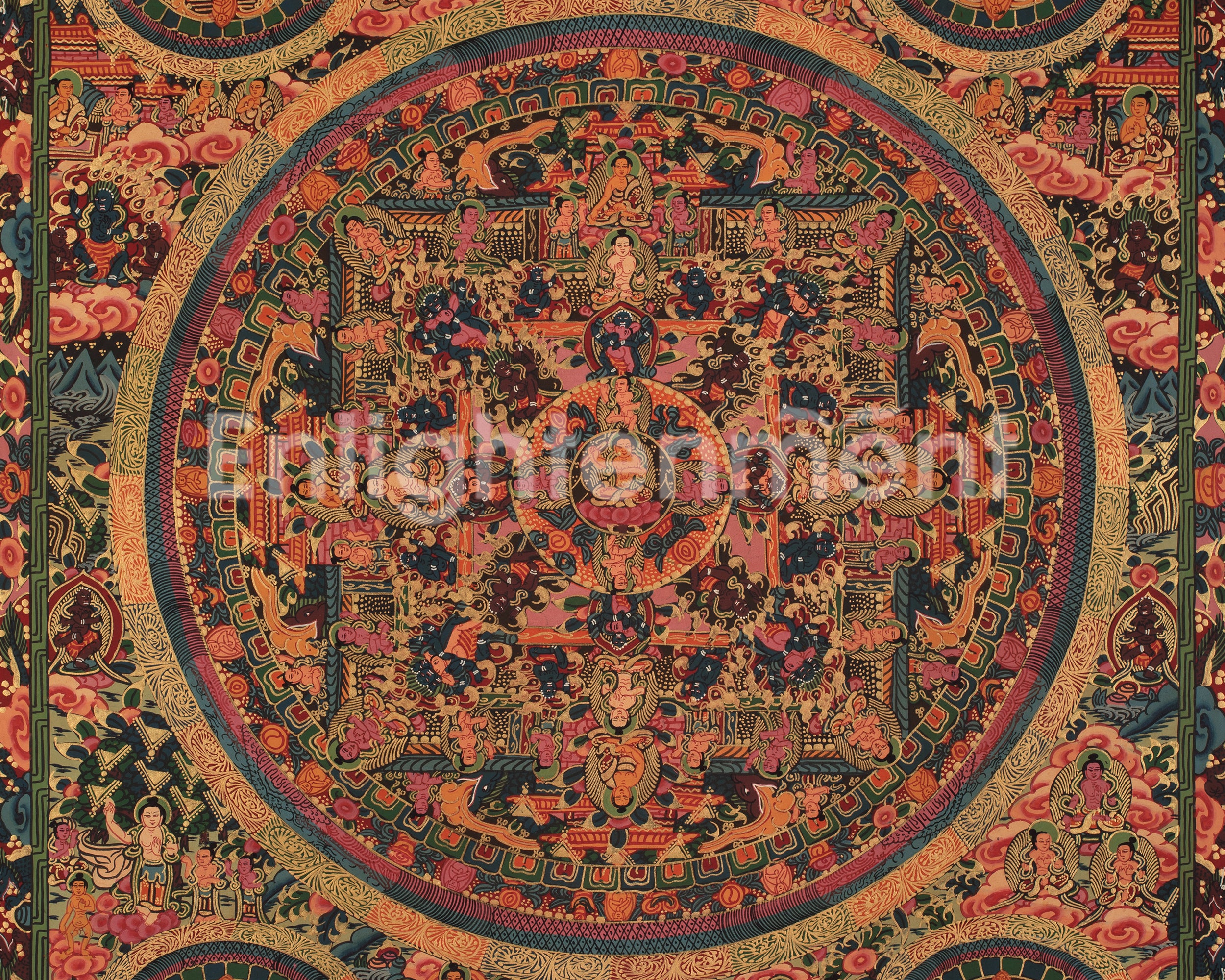 Buddha Mandala Hand Painted Art | Himalayan Artwork of Enlightenment and Spiritual Harmony