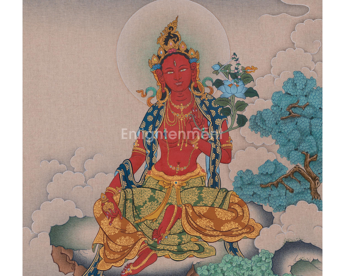 Red Tara Sacred Art | Traditional Representation of Wisdom and Spiritual Power | Meditation Altar