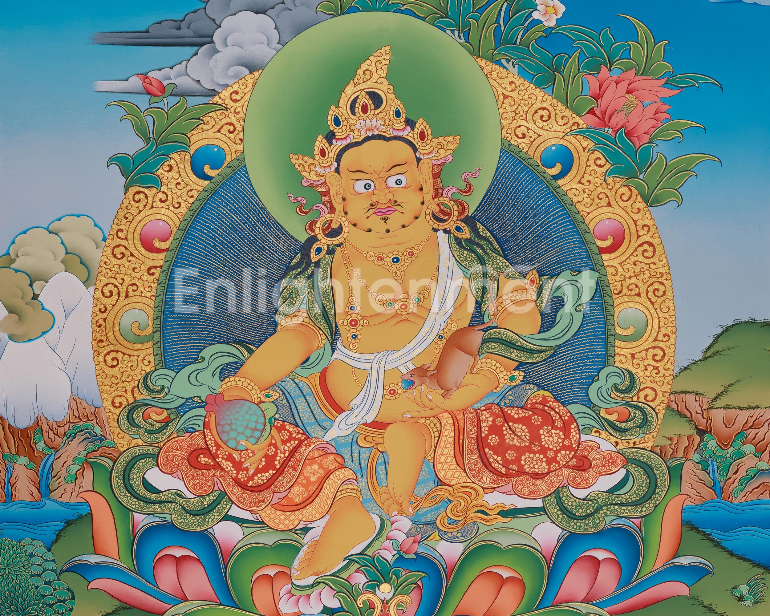 Deity of Wealth Dzambhala Thangka | Spiritual Prosperity And Abundance