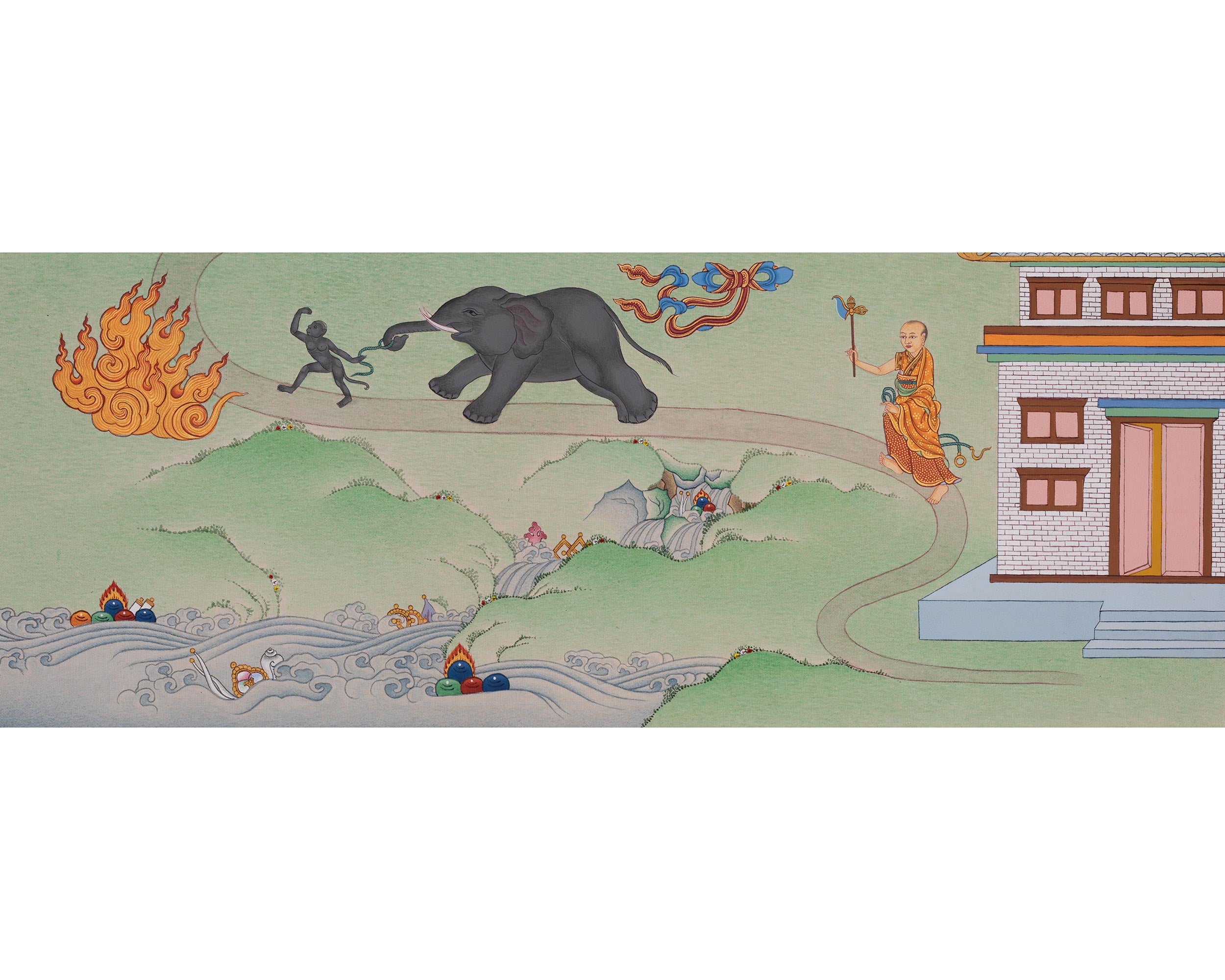 Samatha Meditation Thangka | Nine Stages of Vipassana