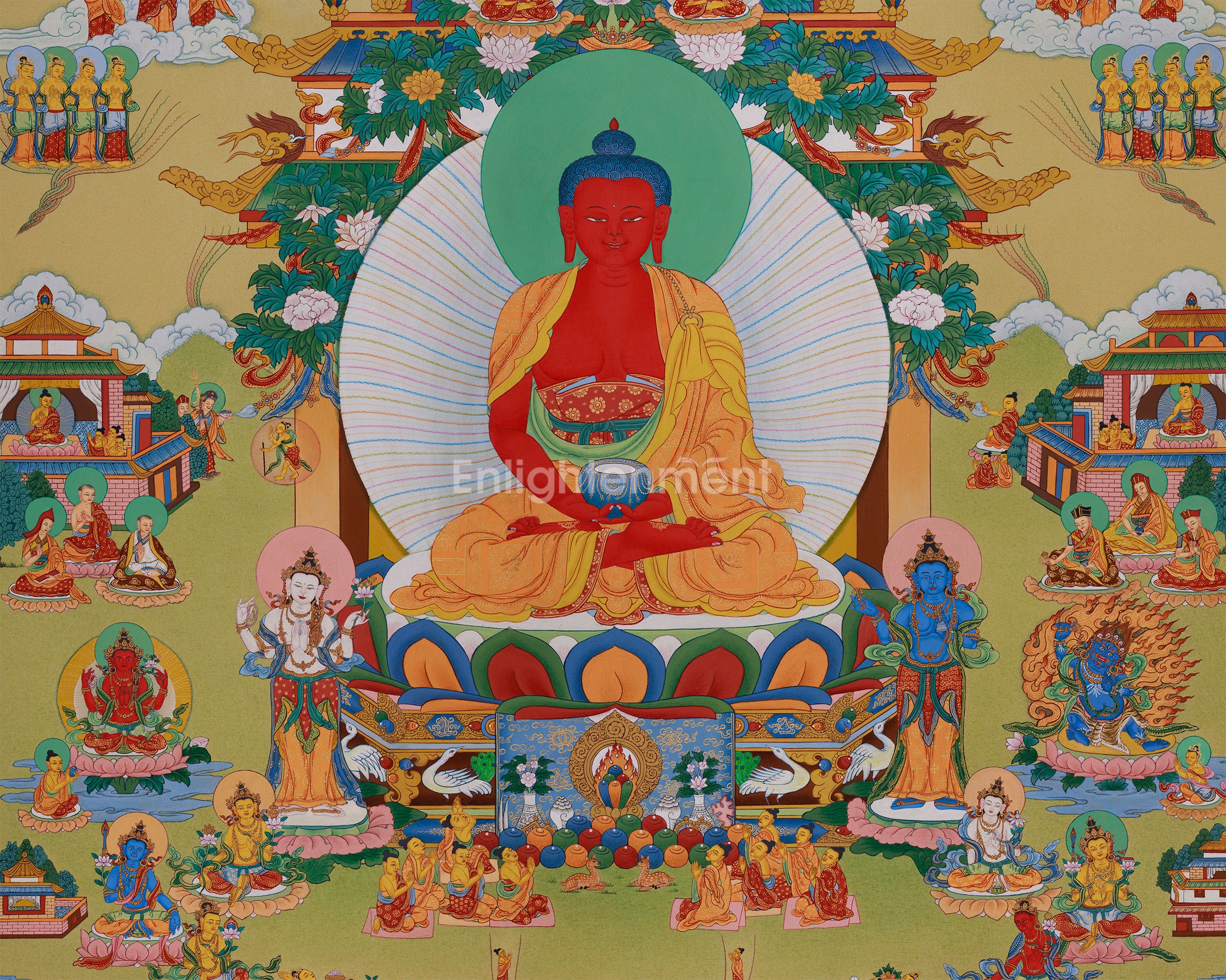 Grand Mahayana Pure Land Painting | Sacred Realm of Amitabha Buddha