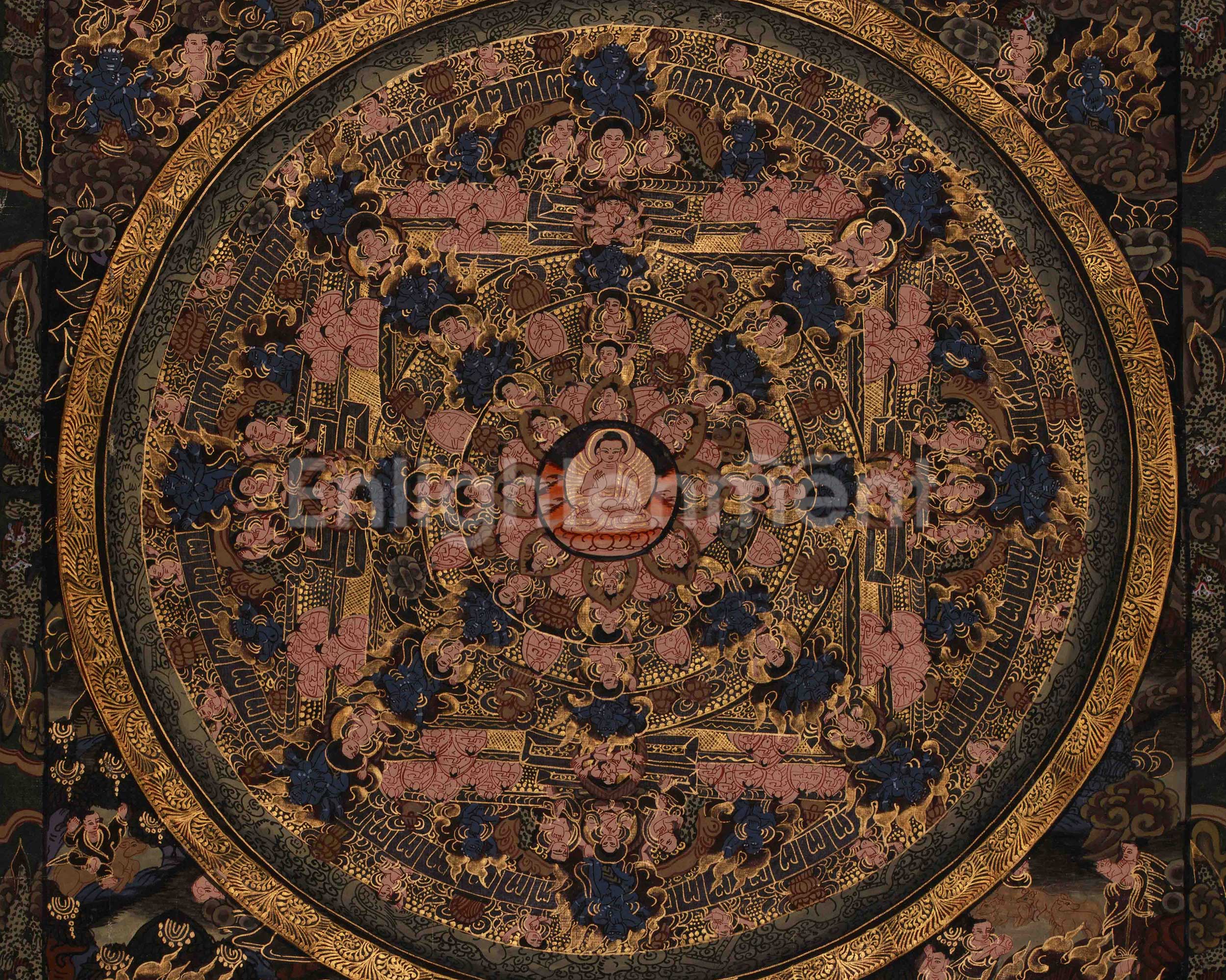 Buddha Mandala Wall Art | Symbolizing the Enlightened Universe | Sacred Thangka