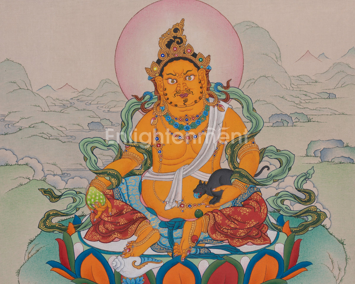 Buddhist Dzambhala Thangka | Sacred Art of Wealth, Generosity, and Abundance