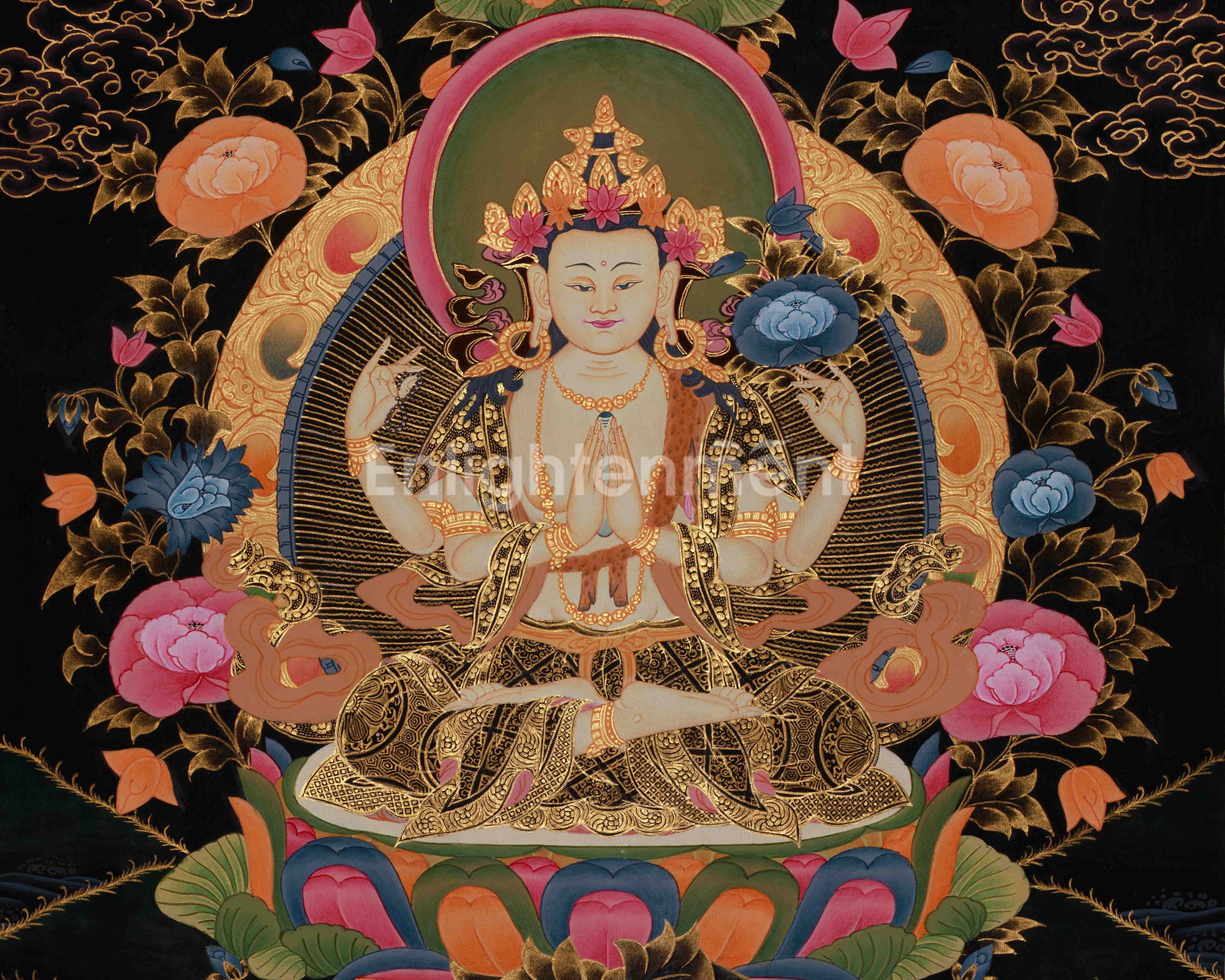 Chenrezig Spiritual Thangka | Avalokiteshvara Compassion Art