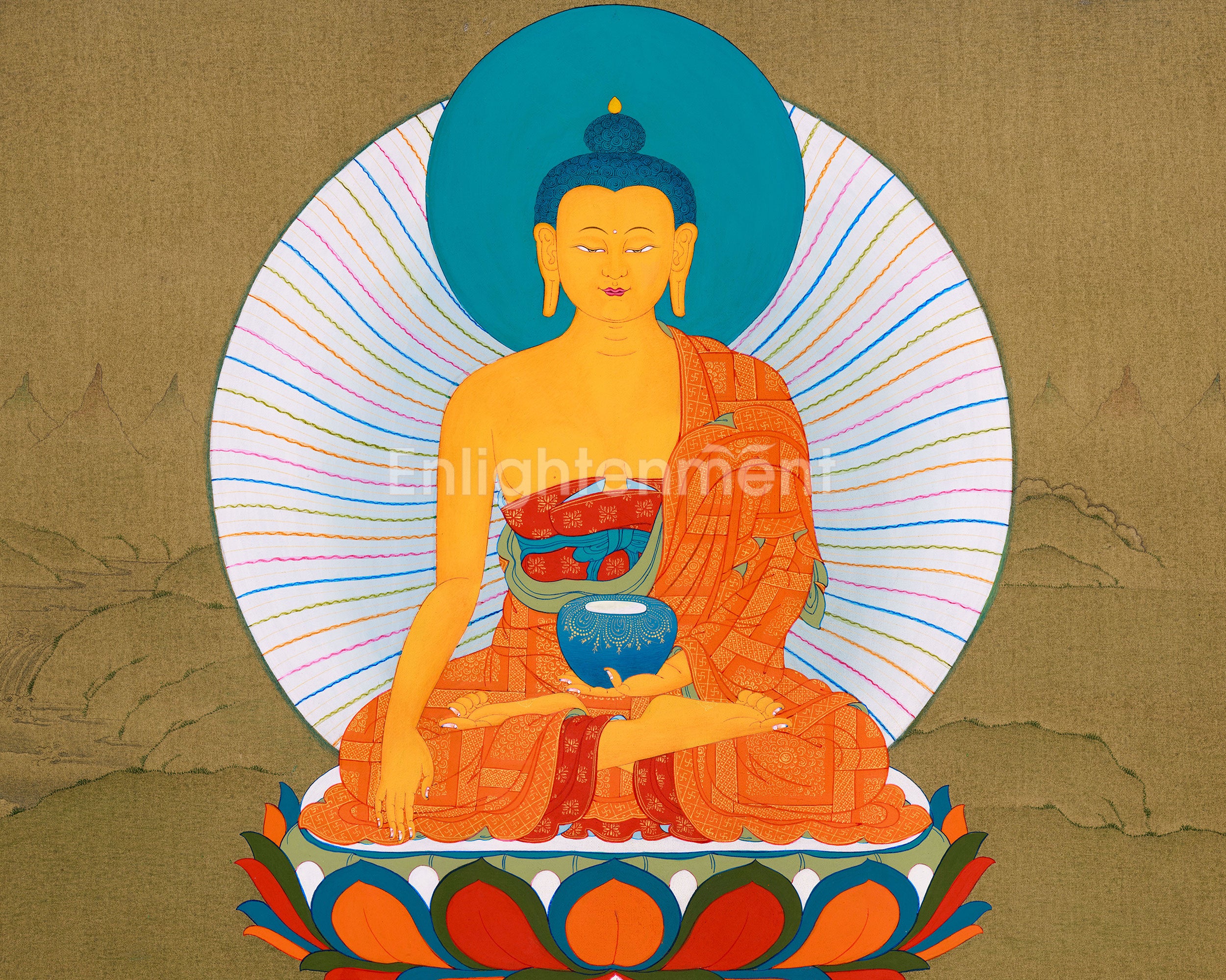 Handpainted Buddha Gautama Thangka | Traditional Shakyamuni Artwork