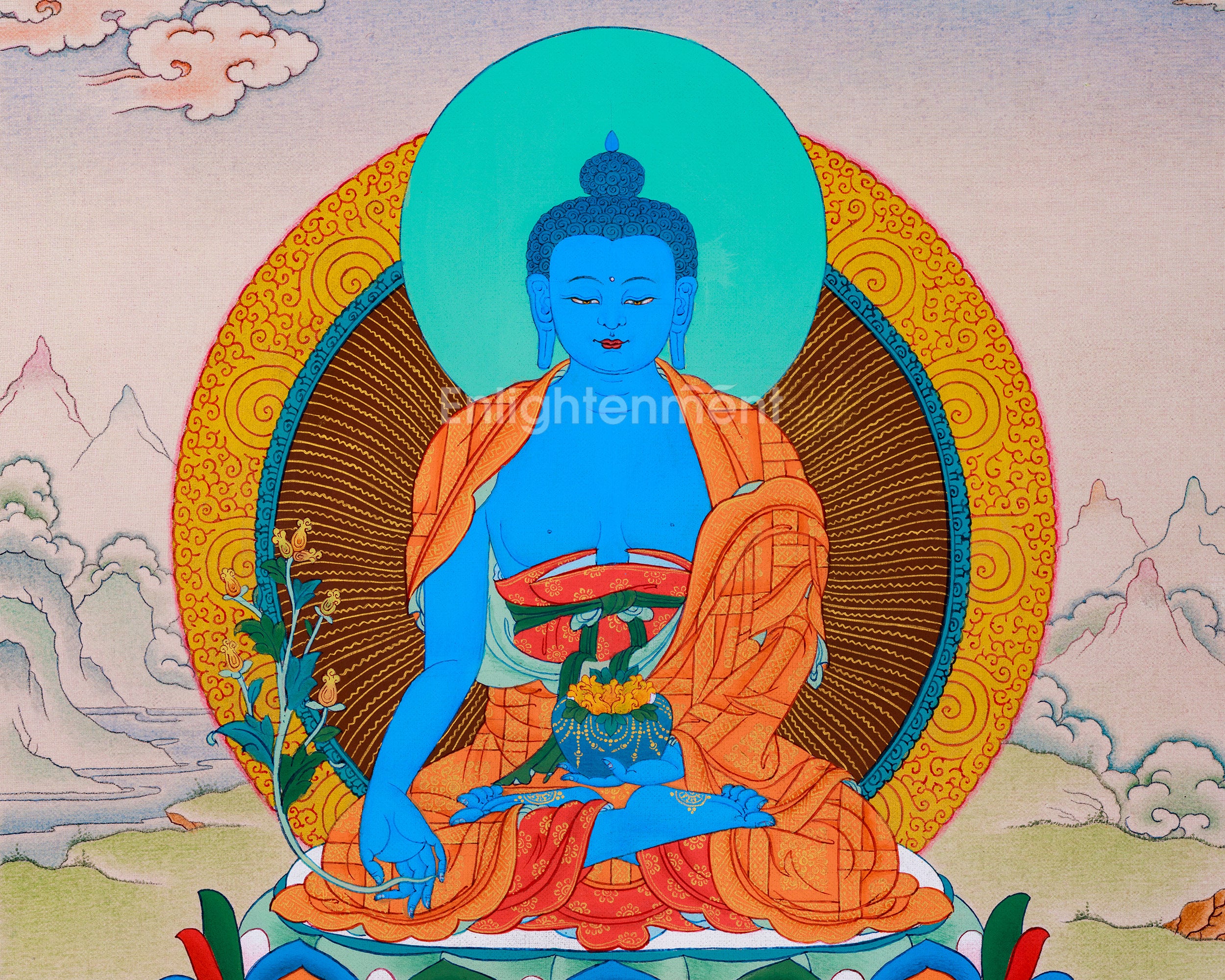 24K Gold Thangka of Medicine Buddha