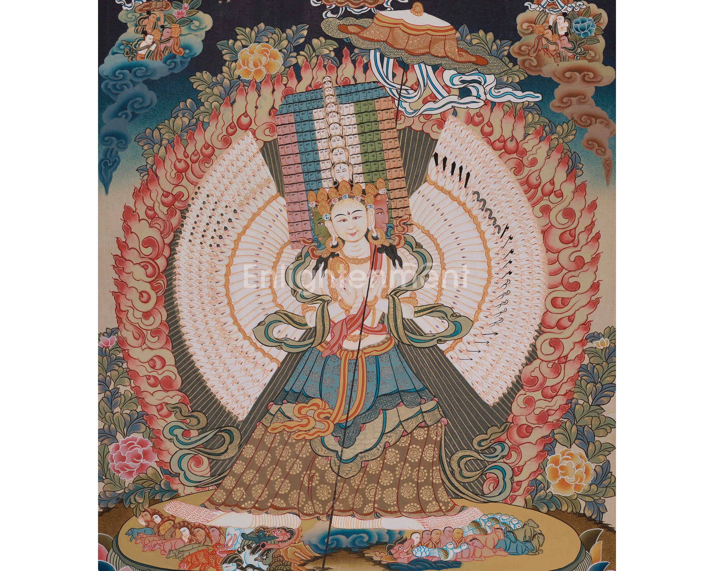 1000 Armed Dukar Thangka | Sitatapatra White Umbrella Goddess Art