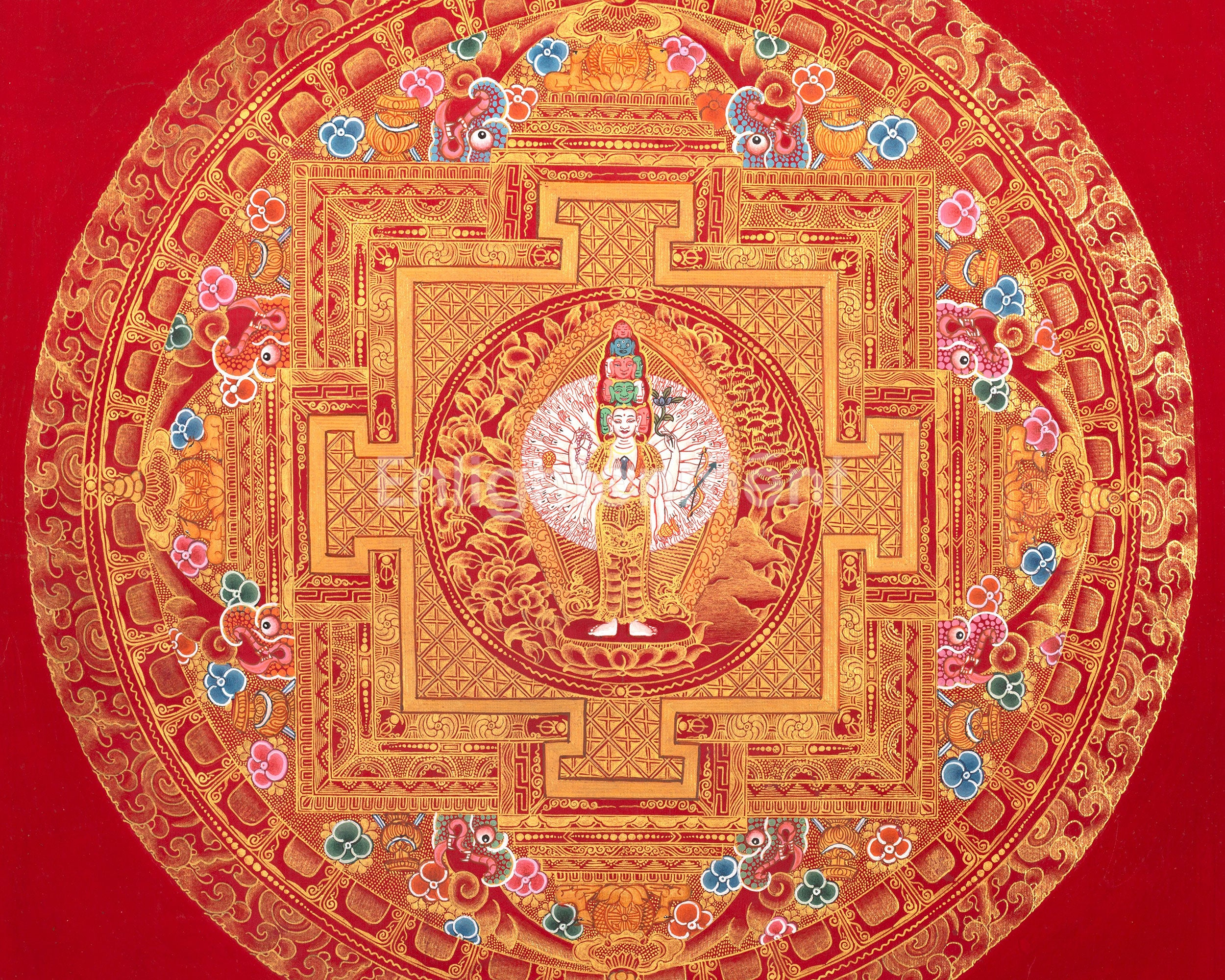 1000-Armed Chengrezig and White Tara Painting | Symbol of Compassion and Healing