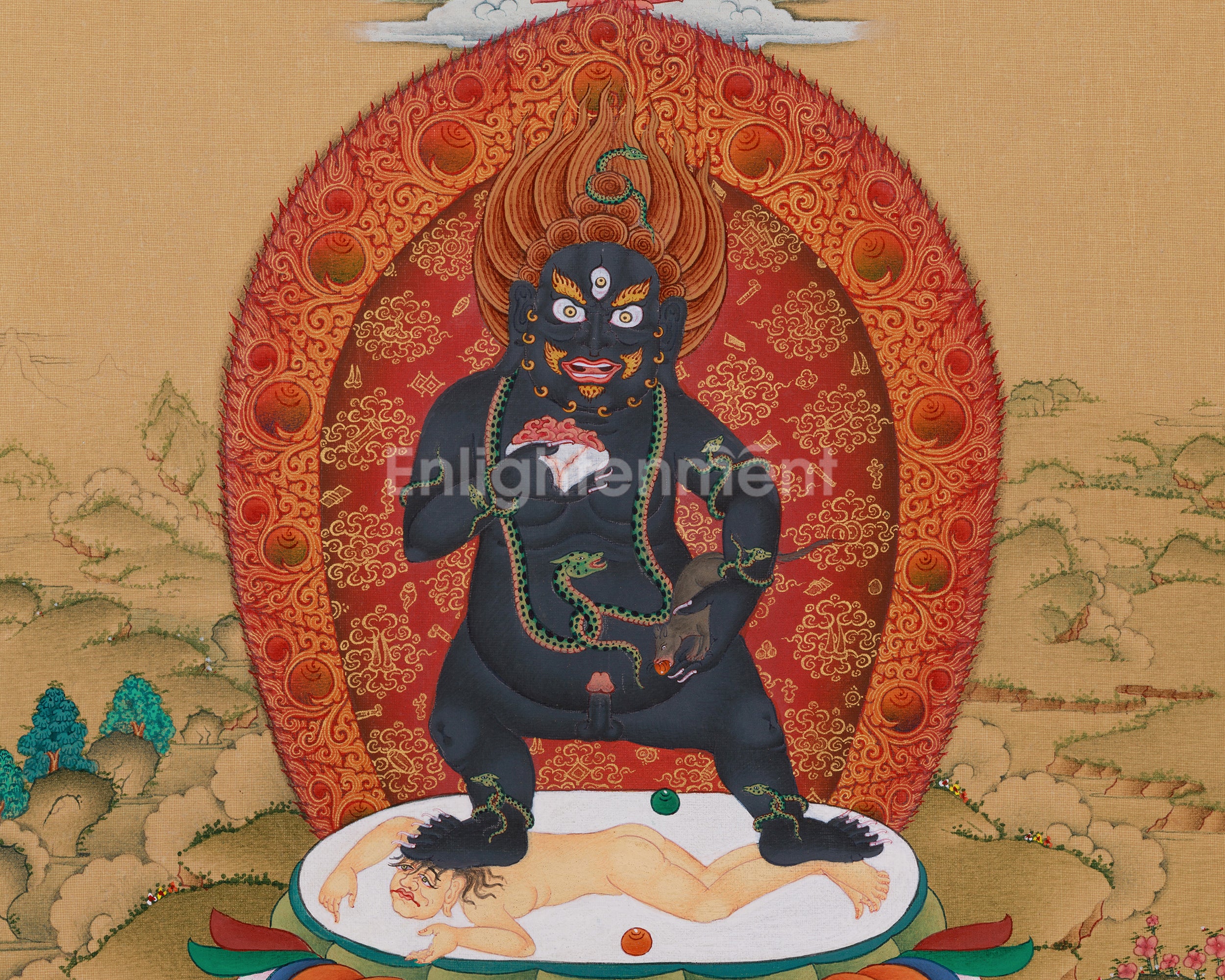 Sacred Standing Black Dzambhala | Wealth Deity for Spiritual and Material Abundance