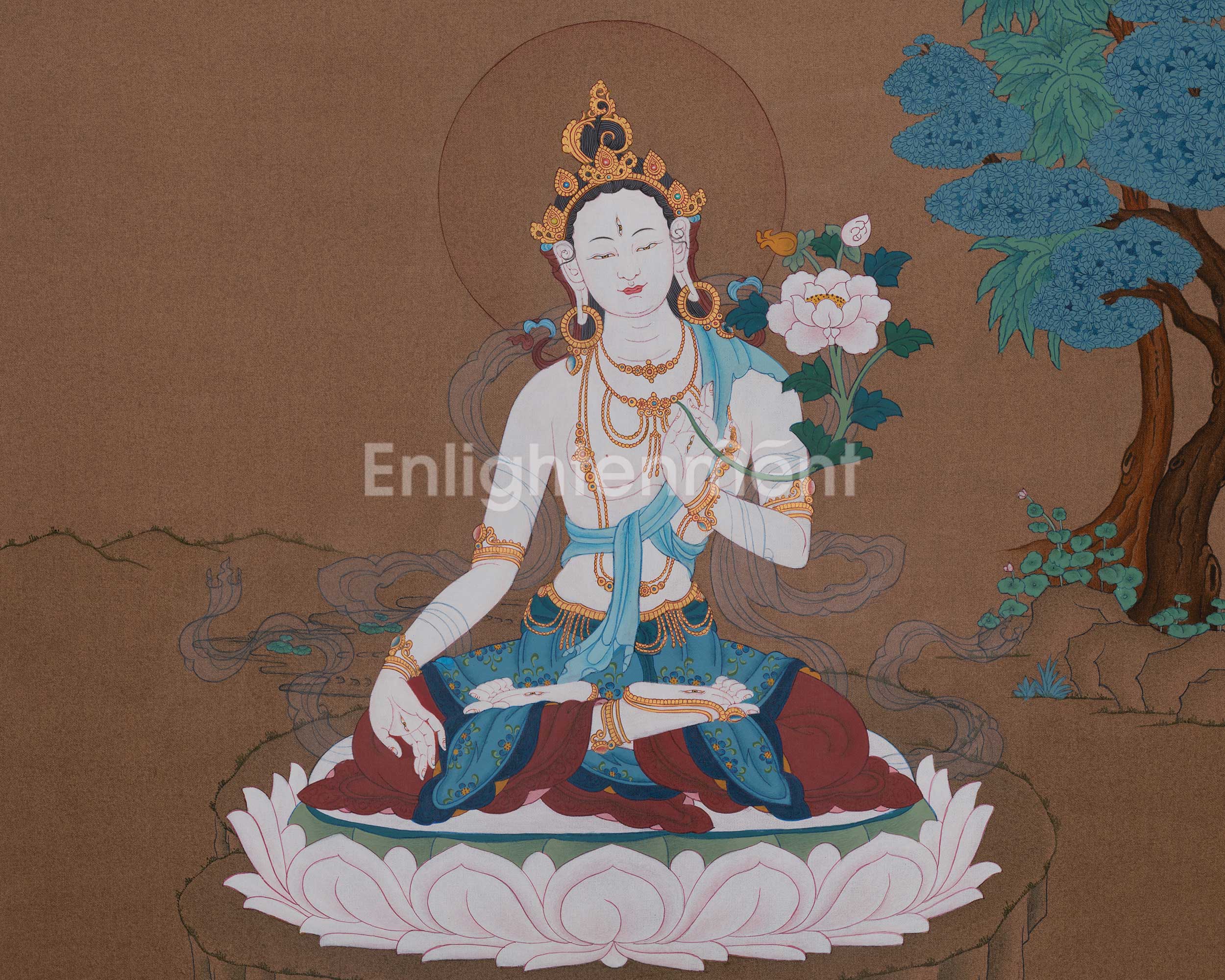 White Tara Compassionate Art | Seven Eyed Deity | Sacred Meditation Artwork
