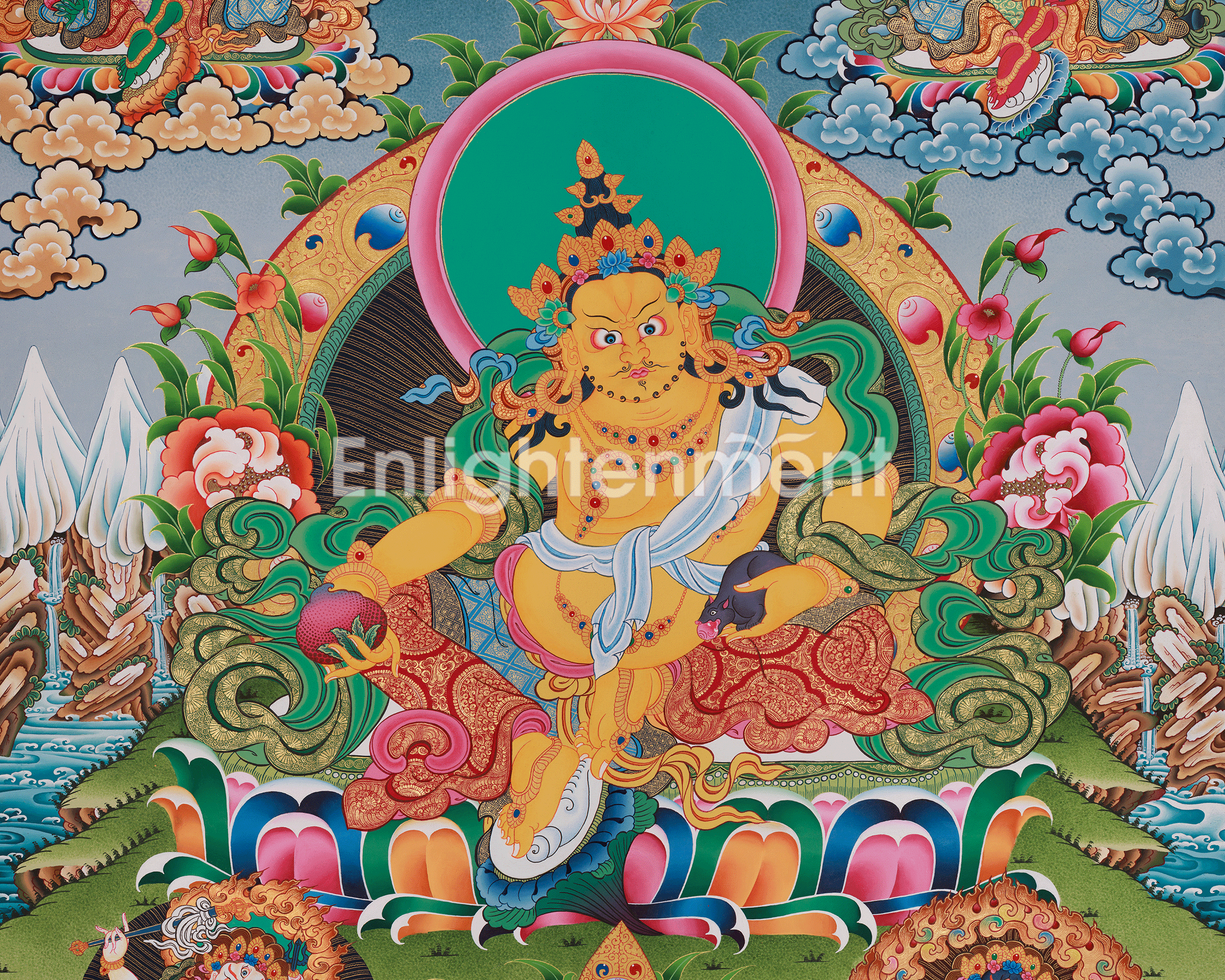 Five Dzambhala Thangka | Embodiments of Abundance in Tibetan Buddhism