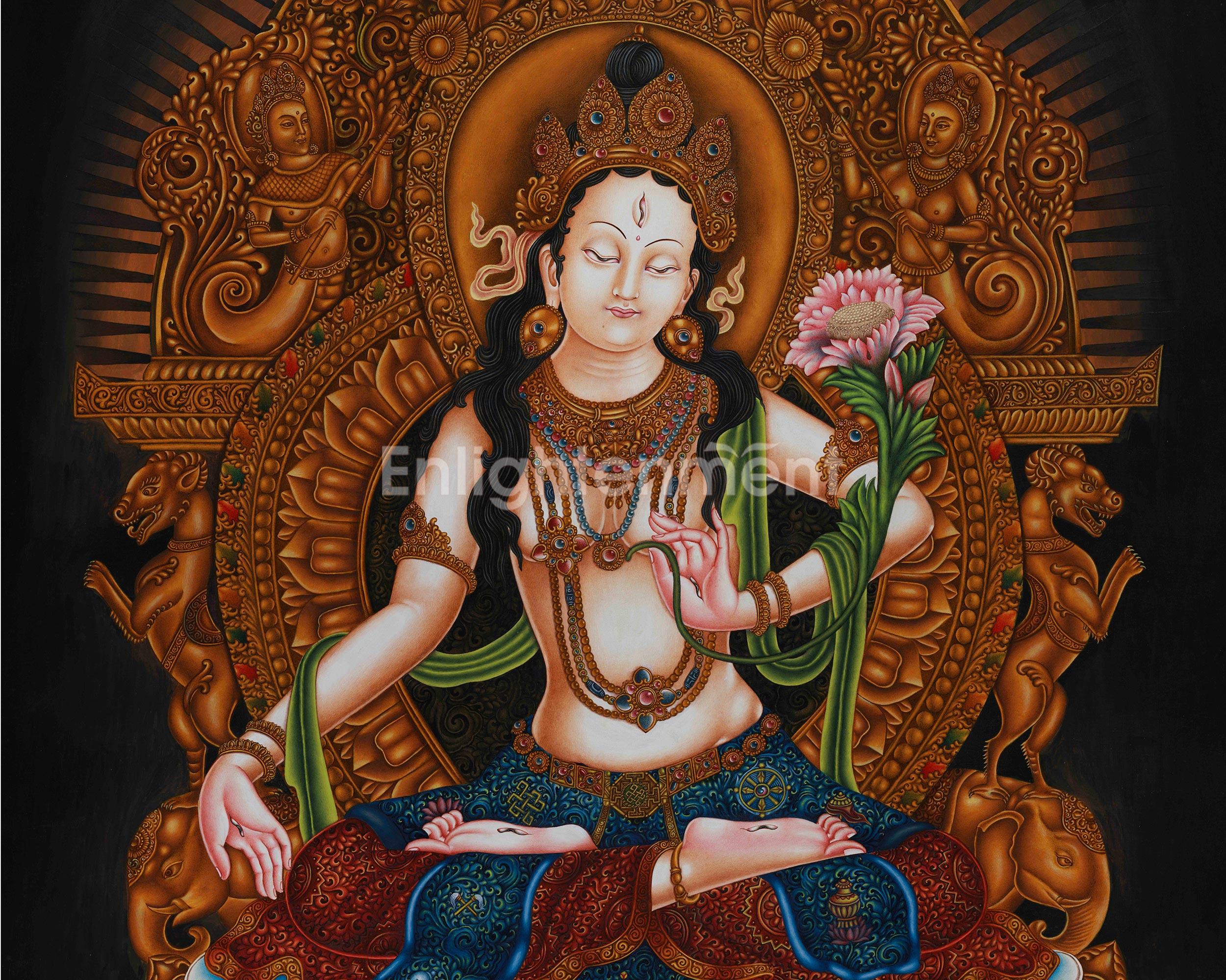 Authentic Paubha Style White Tara | Traditional Healing Art for Long Life