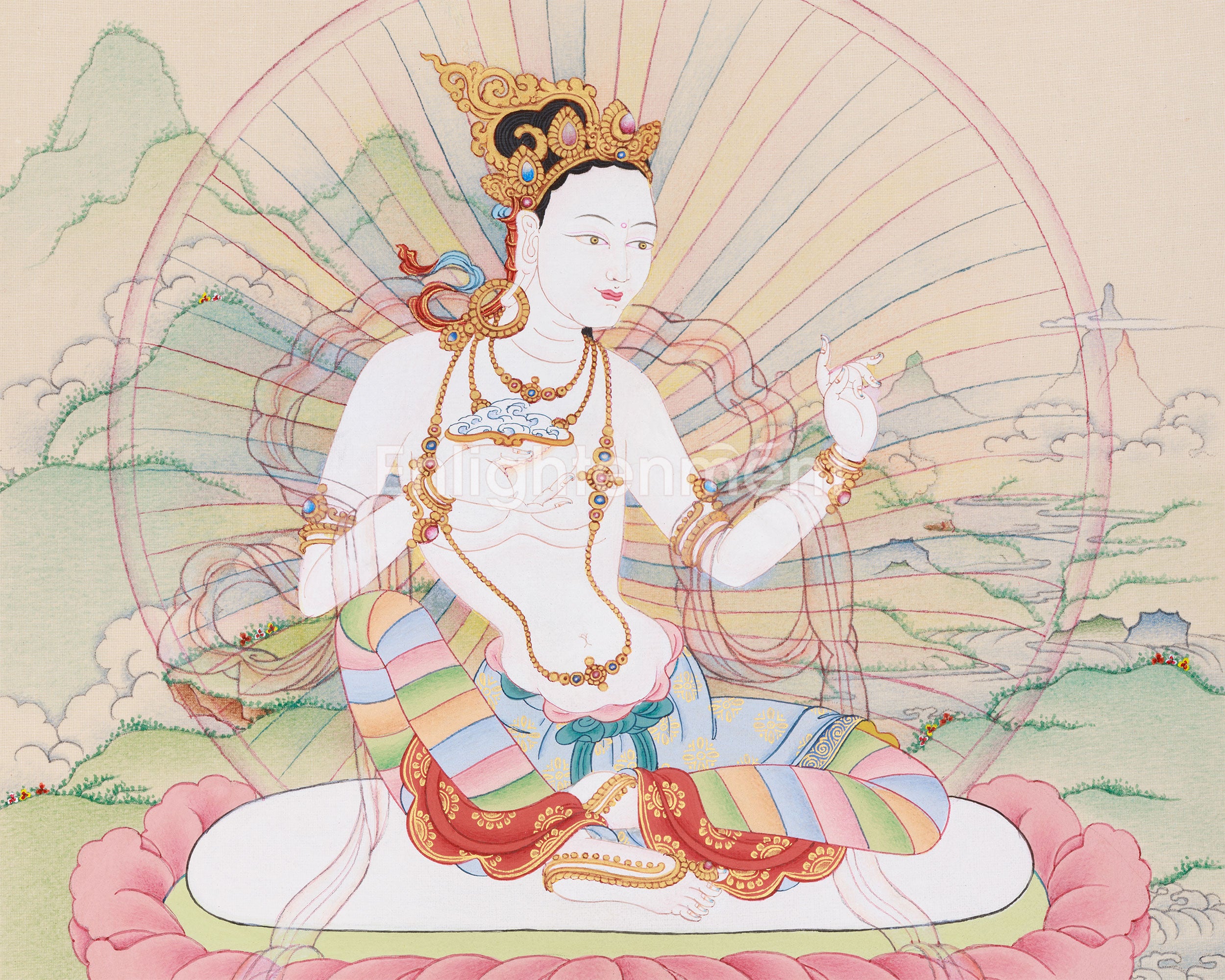 Hand-Painted Sukha Siddhi Painting | The Dakini of Blissful Wisdom and Spiritual Transformation