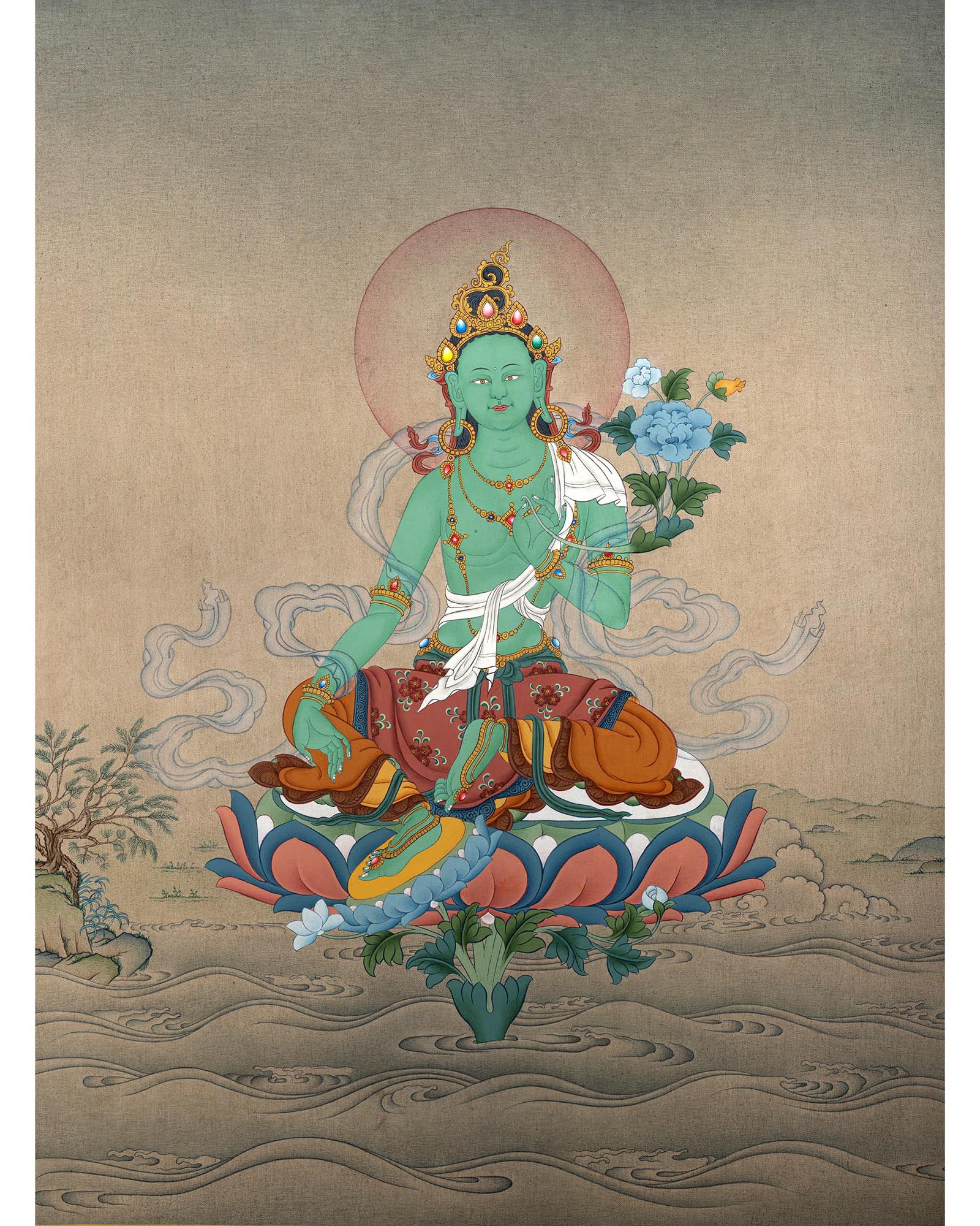 Green Tara Painting | Tibetan Thangka Painting