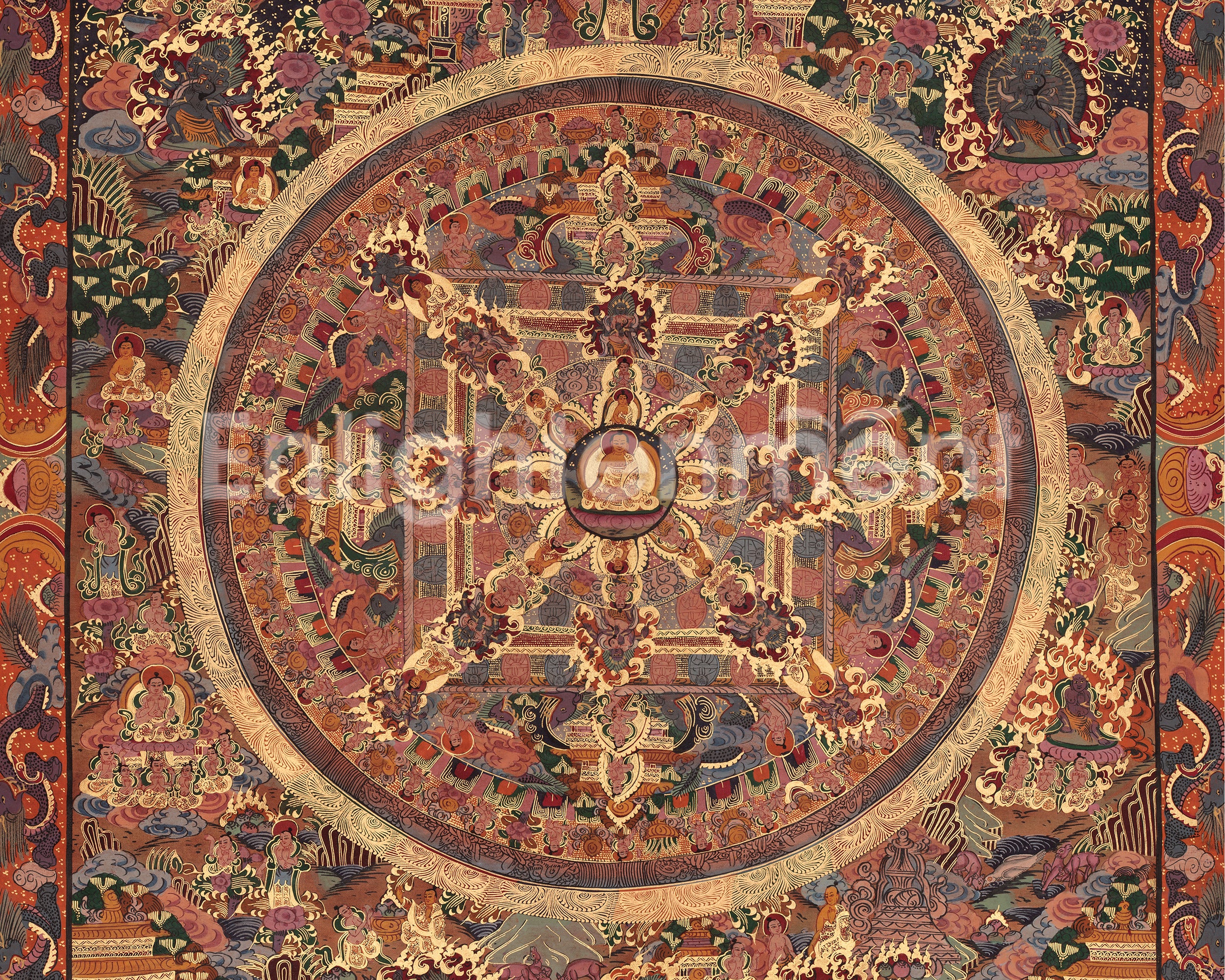 Buddha Mandala Thangka Painting | Himalayan Artwork of Wisdom, Peace, and Awakening