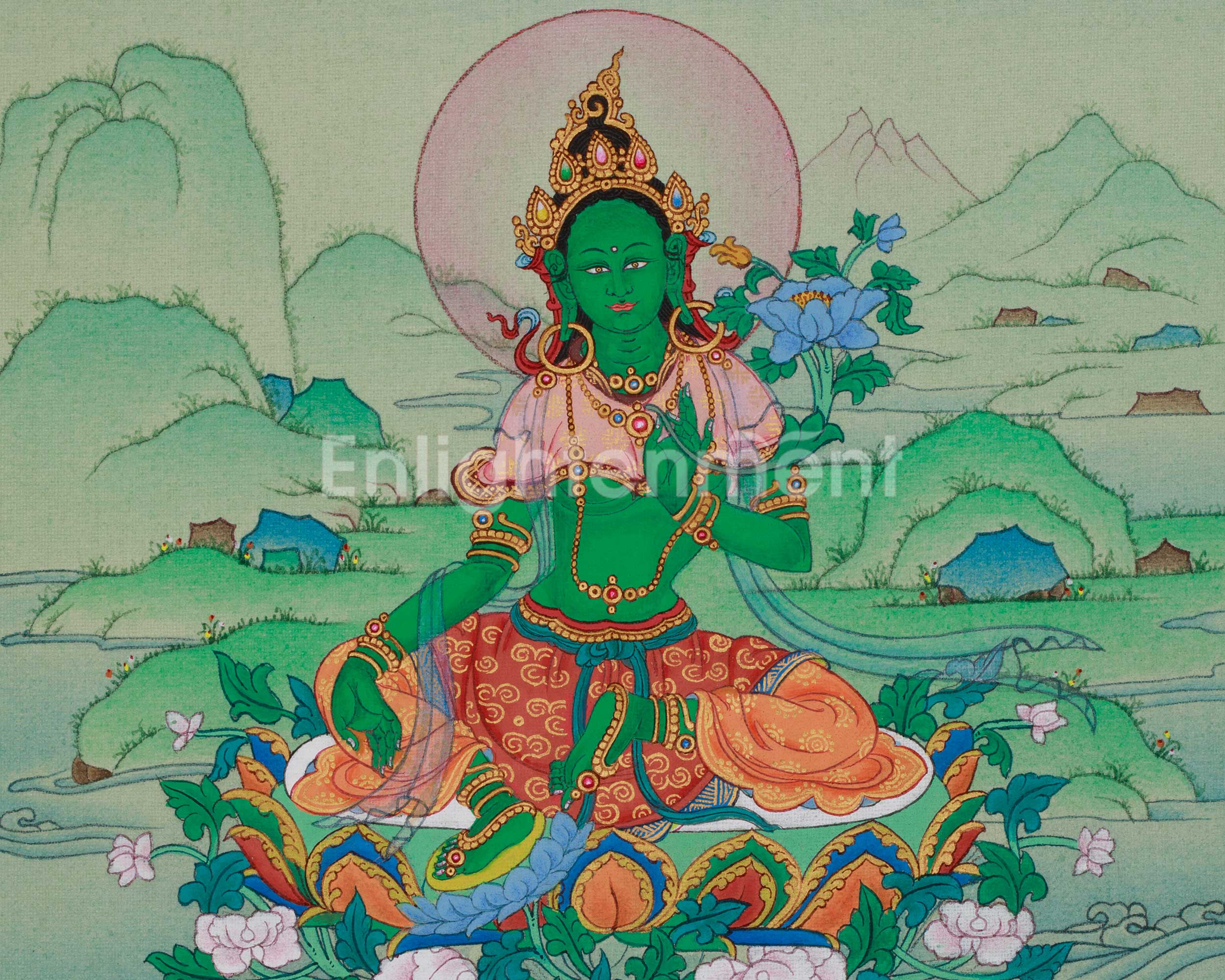 Tibetan Green Tara Artwork | Symbolized Compassion and Swift Protection