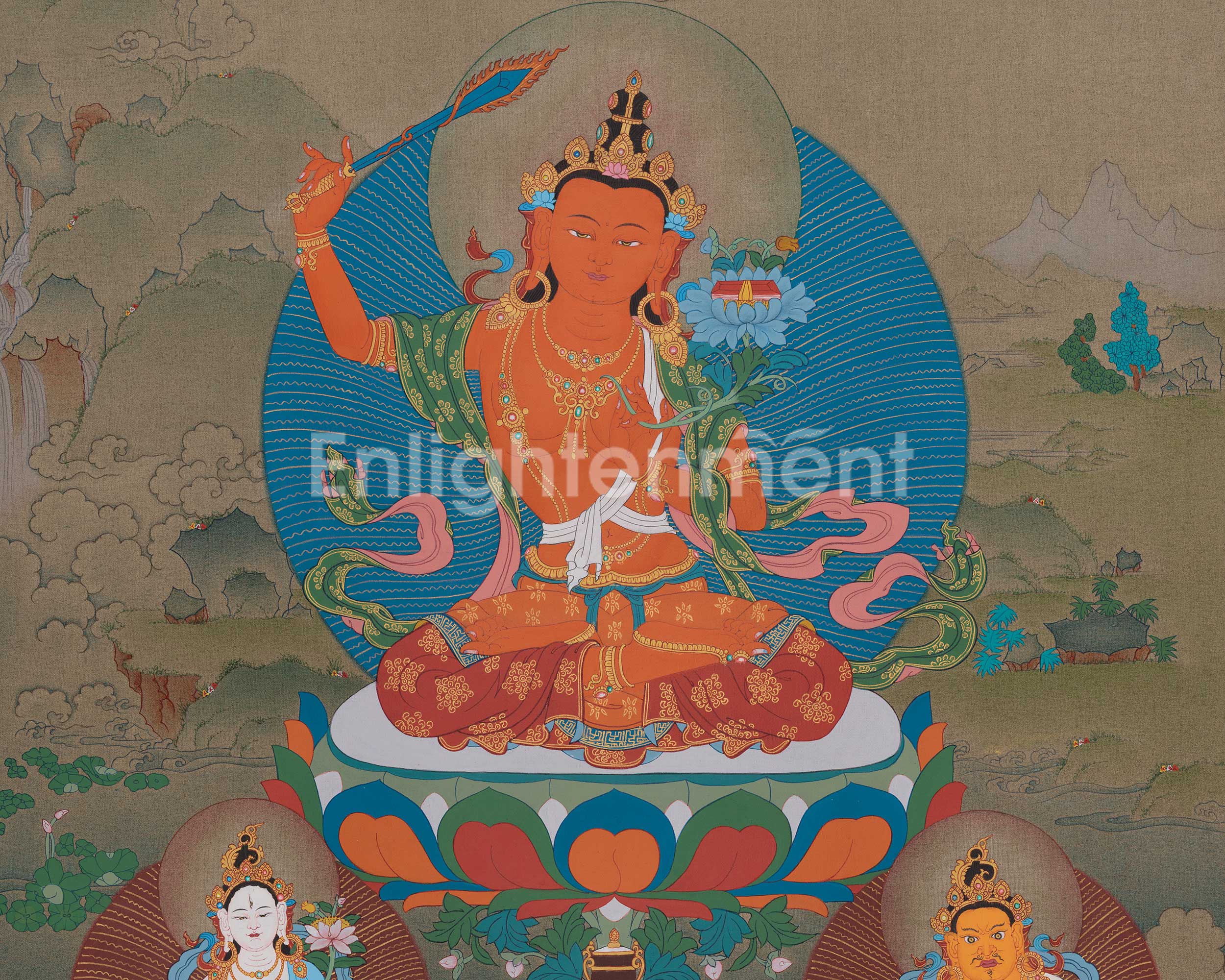Manjushri Sword of Wisdom Thangka | Protector Deity