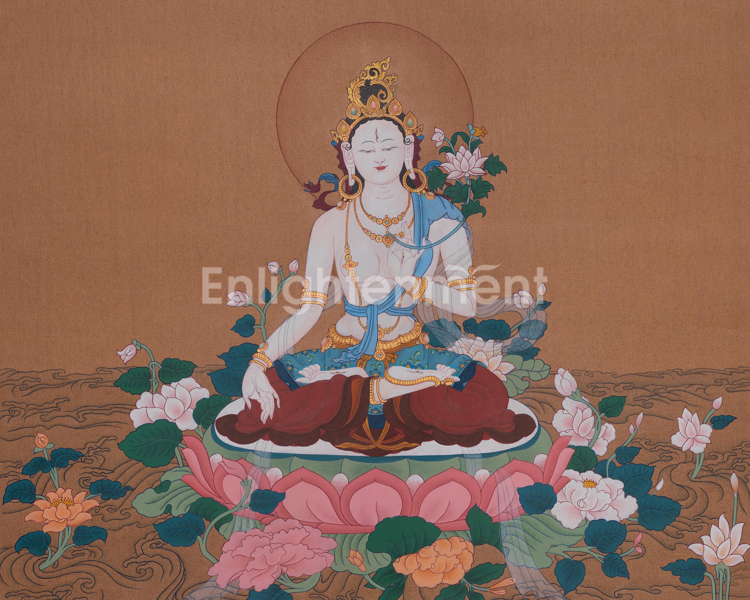 White Tara Healing Deity Artwork | Sacred Symbol of Compassion and Longevity