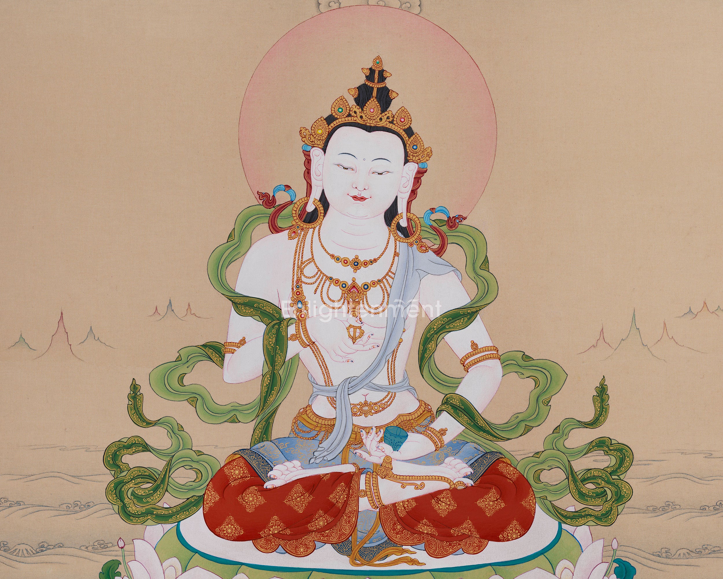 Elegant Tibetan Vajrasattva Thangka | Spiritual Cleansing with 24K Gold Accents