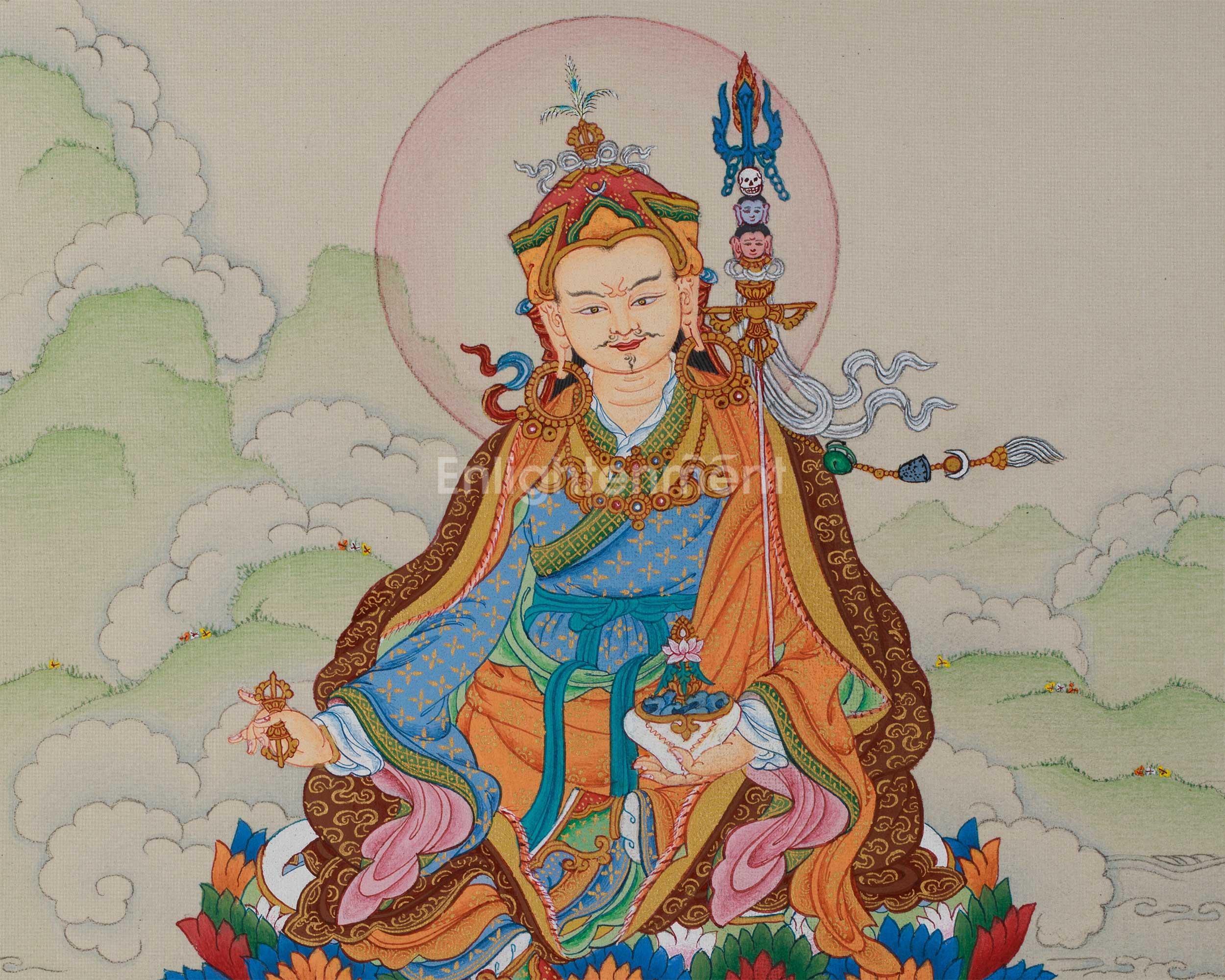Himalayan Art of Guru Rinpoche | Compact Tibetan Thangka